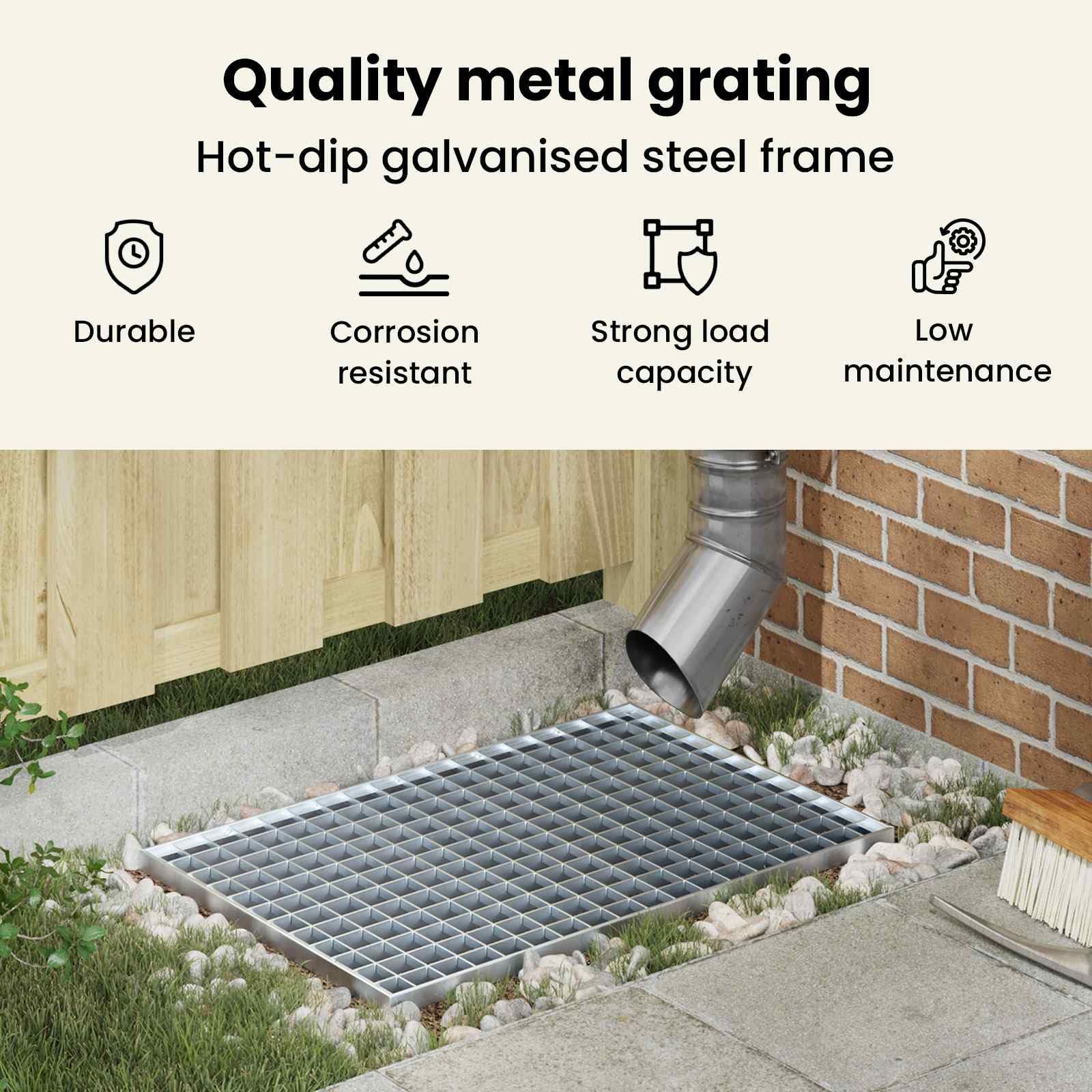 vidaXL Gitter Silber 60 x 40 x 2 cm Feuerverzinkter Stahl, Garten und Terrasse, funktionale Roste, langlebige Metallgitter, robuste Abflusslösungen, urbanes Design