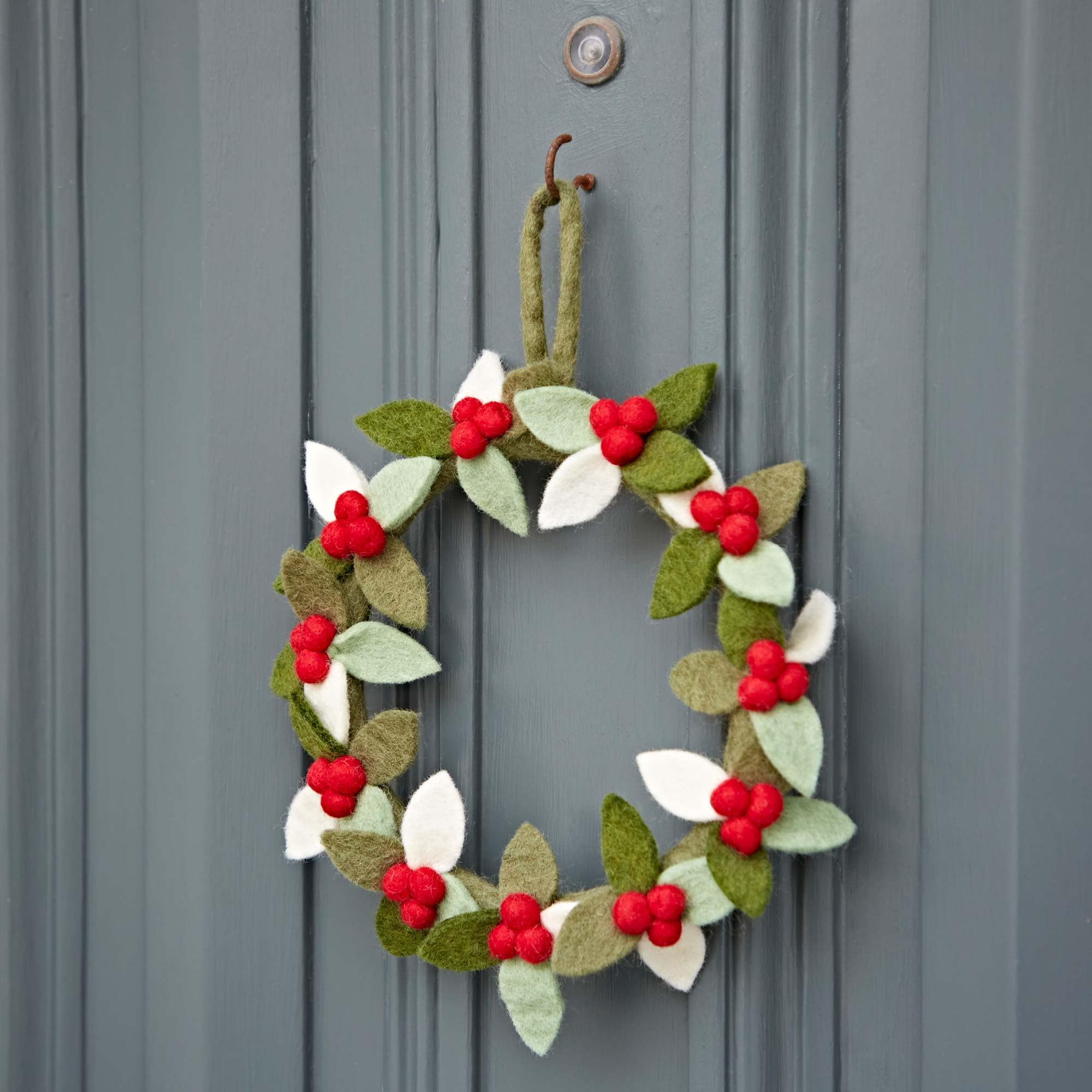 Felt Berry Christmas Wreath - Felted Christmas Decoration - Fair Trade & Handmade