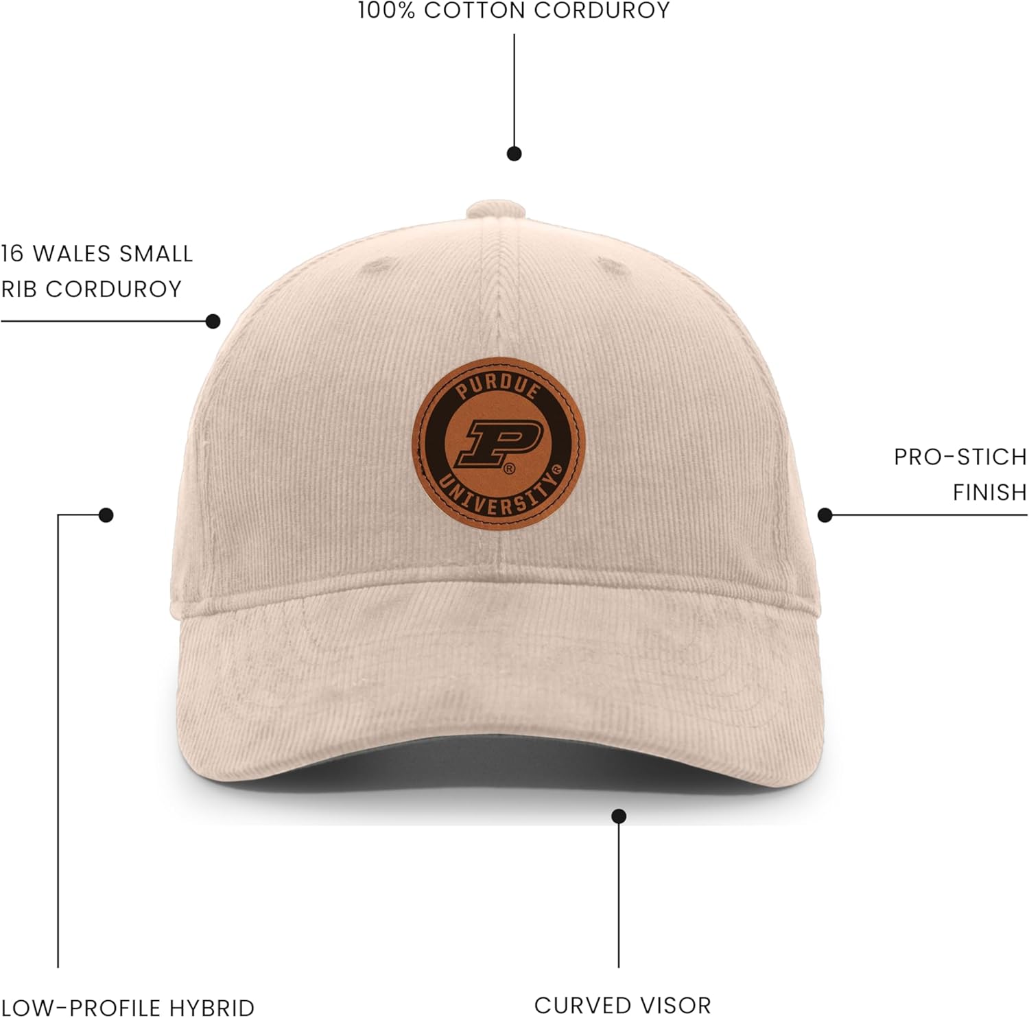 Pacific Headwear NCAA Men's Hybrid Corduroy Cap – Vintage Dad Hat Style, Adjustable Fit, Ideal for Teams & Sports - Image 3