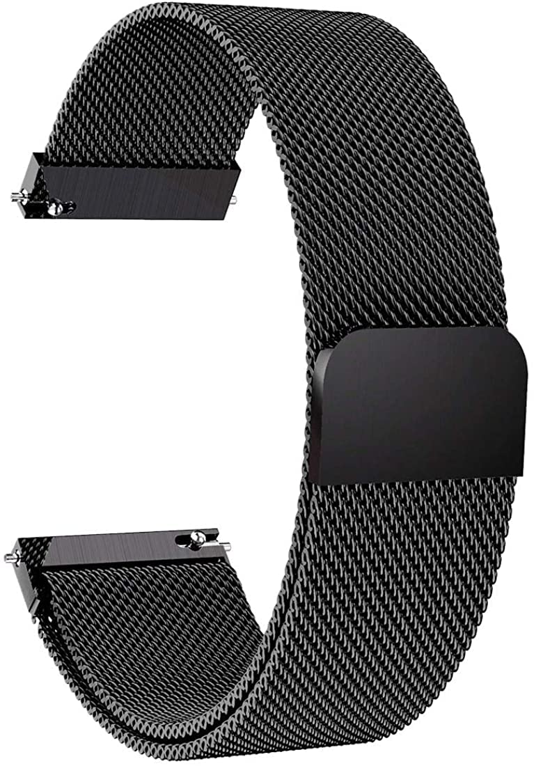 eWINNER Replacement Bands 22mm Milanese Loop Adjustable Mesh Stainless Steel Magnet Lock Strap compatible with Samsung Gear S3 Classic/S3 Frontier/Moto 360 2nd Gen/Smart Watch