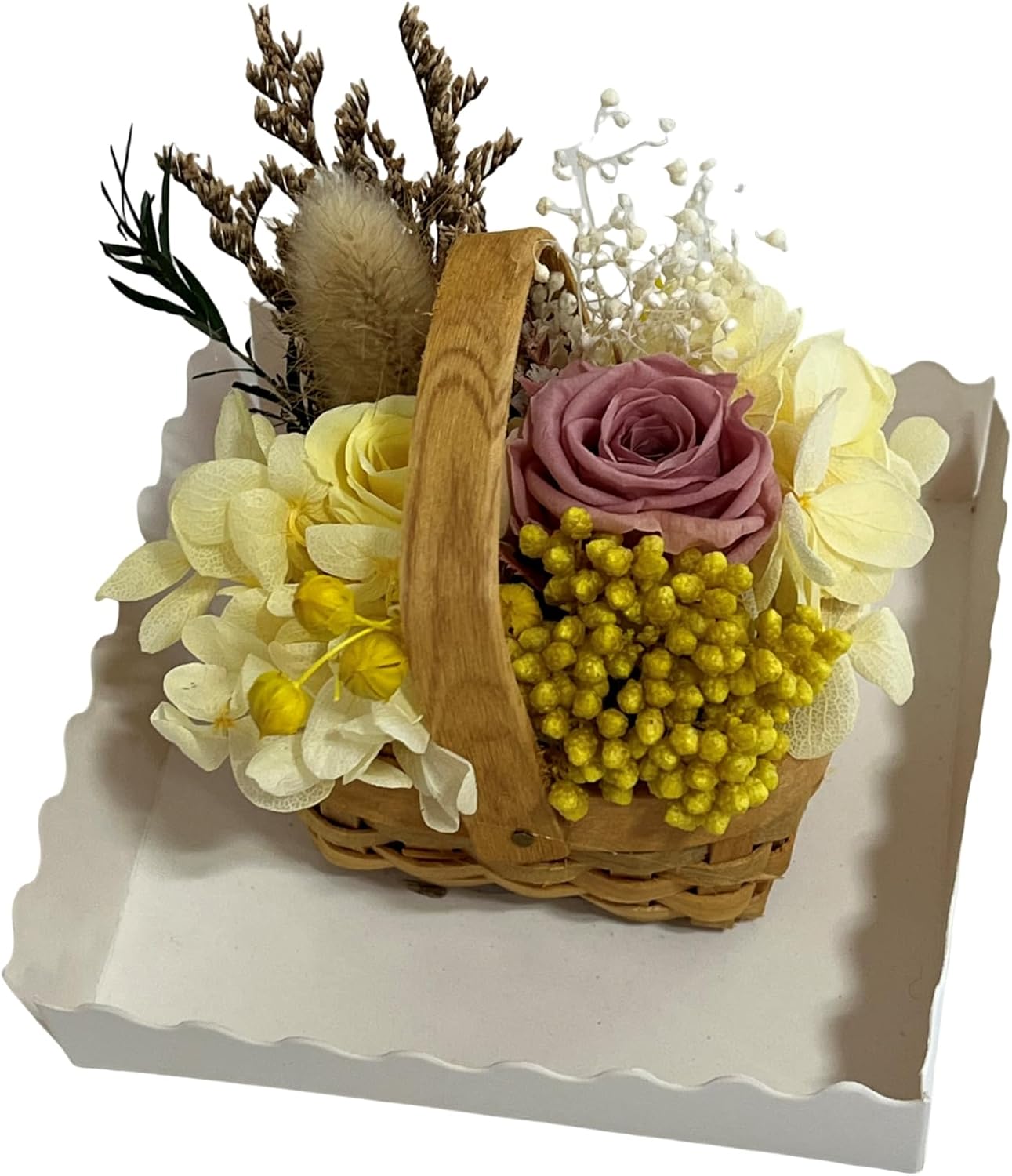 Q-FLA 785696 Preserved Flowers, Dried Flower Basket, Arrangement, Mix