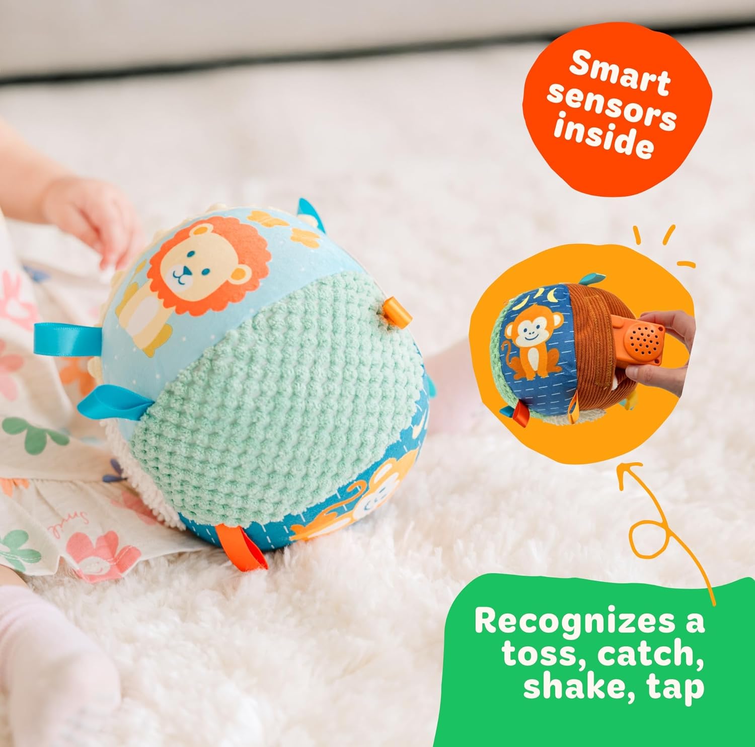 Move2Play, Hilariously Interactive Baby Ball with Music & Sound Effects | First Birthday Gift | Toddler Toy for Boys & Girls | Age 6, 9, 12, 18+ Month | 1, 2+ Year's Old (Sensory Ball)