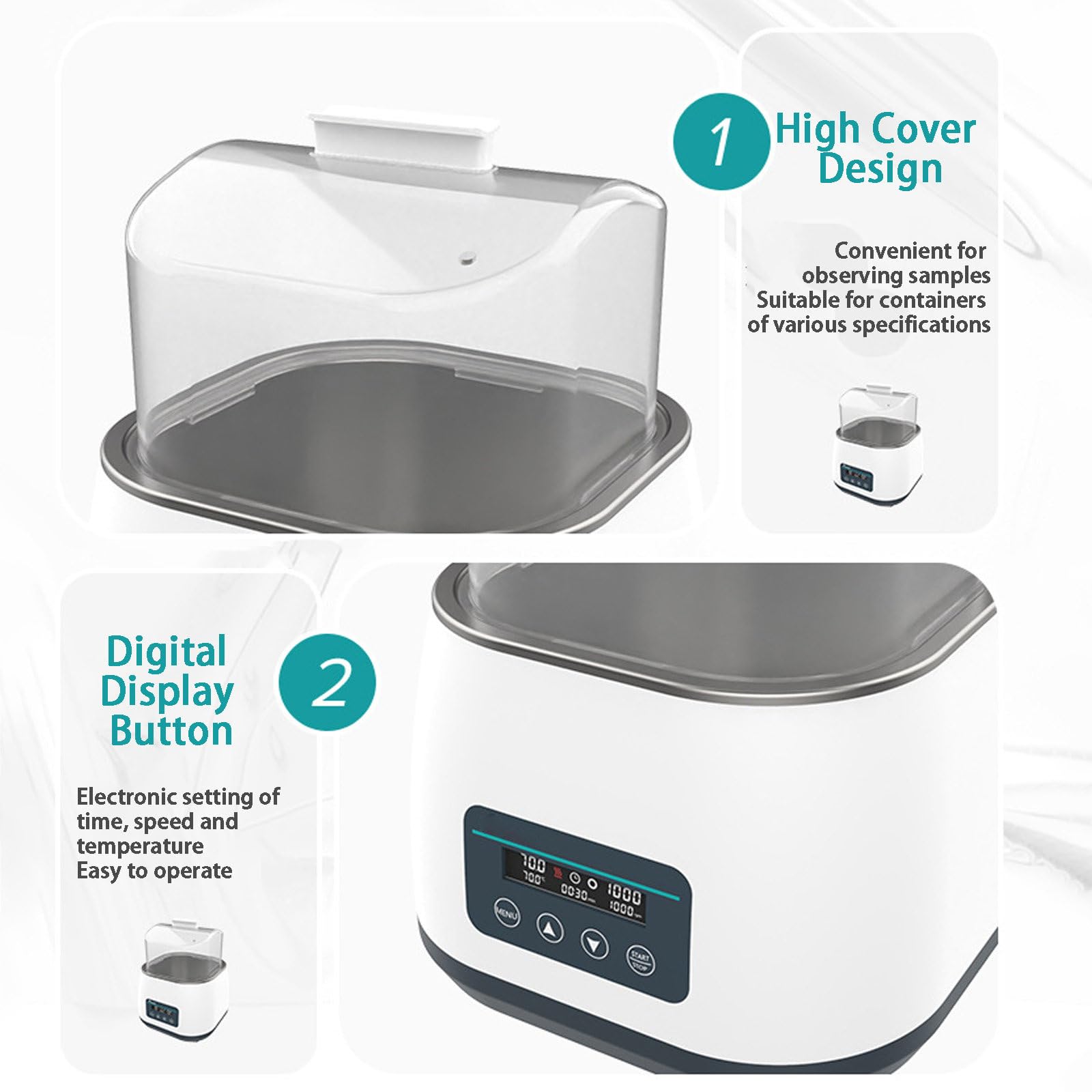 NYANS Baño de Agua Termostático, Baño de Agua de Laboratorio, Panel de Control Digital, Matraz de 2L o Vaso de Precipitados de 3L, para Destilación, Secado, Concentración