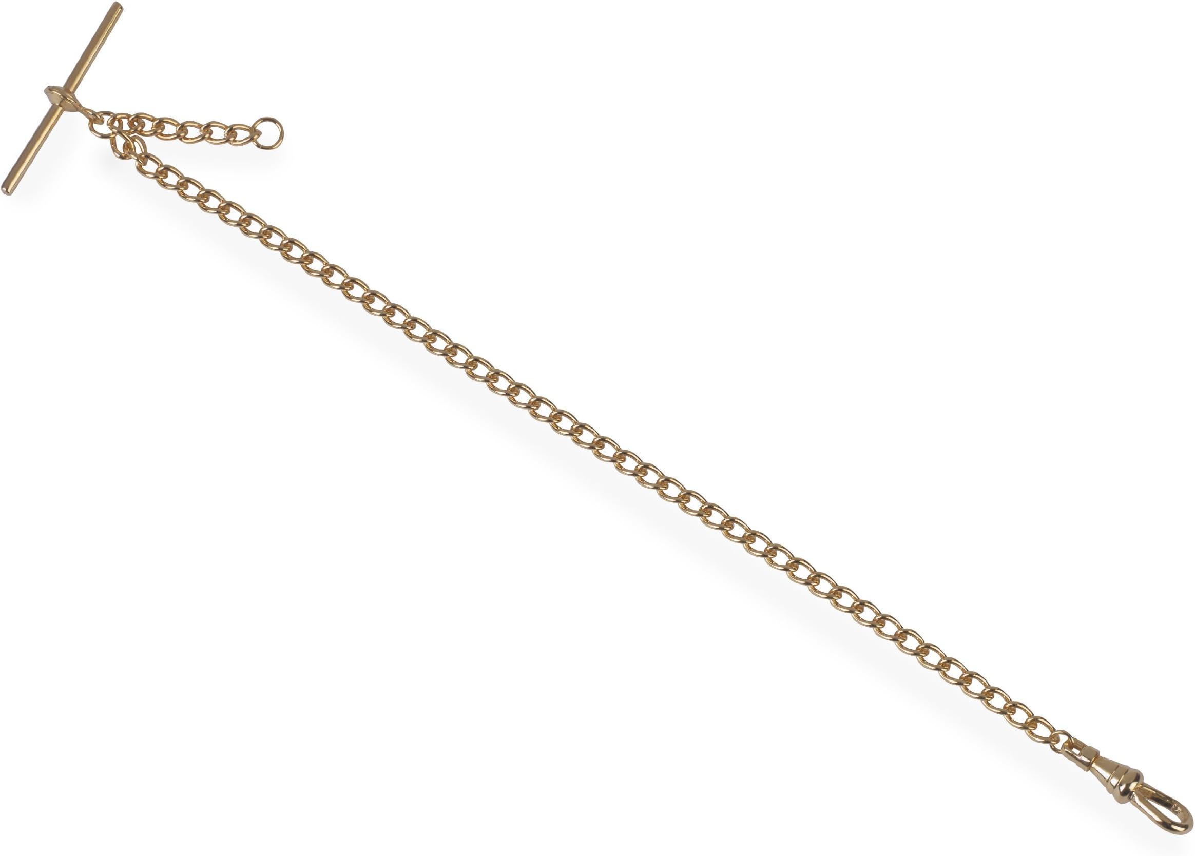 Gold Pocket Watch Chain - Single Albert Gold Plated Traditional Design Medium