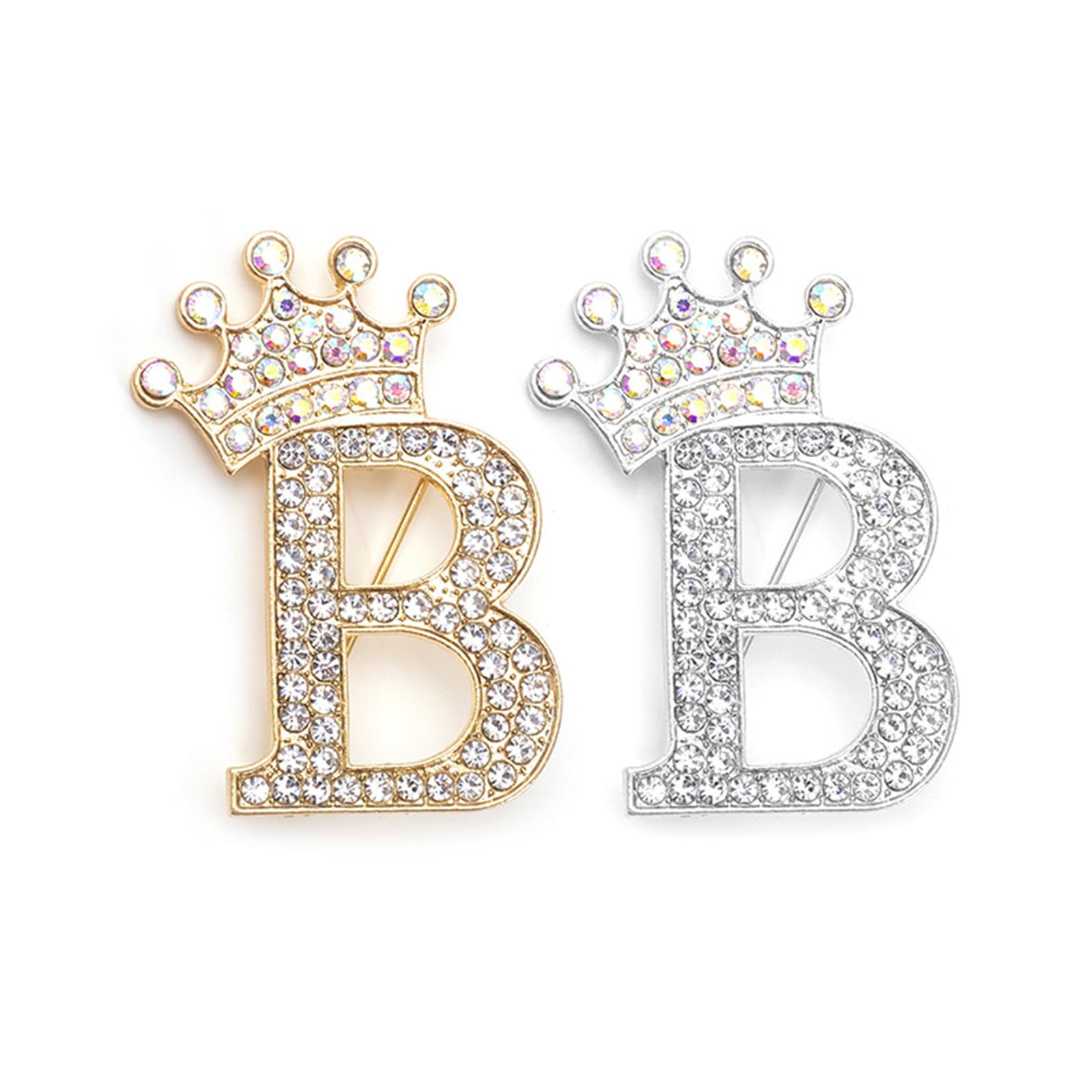 2Pcs Letter Brooches and Pins for Women A-Z Letter Brooch Pins Rhinestone Initial Accessories for Hat Backpacks Personal Custom Jewelry Gifts for Men Women