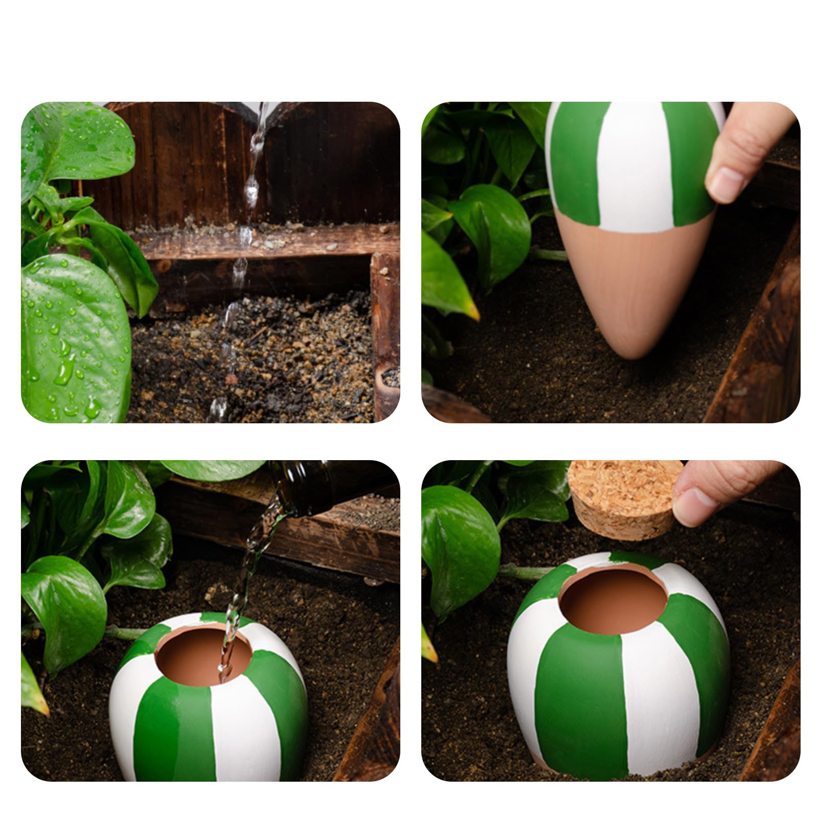 RoseFlower Ollas en Terre Cuite à Enterrer – Arrosage Automatique pour Plantes d'Intérieur et d'Extérieur – Jardin, Balcon, Maison, Bureau