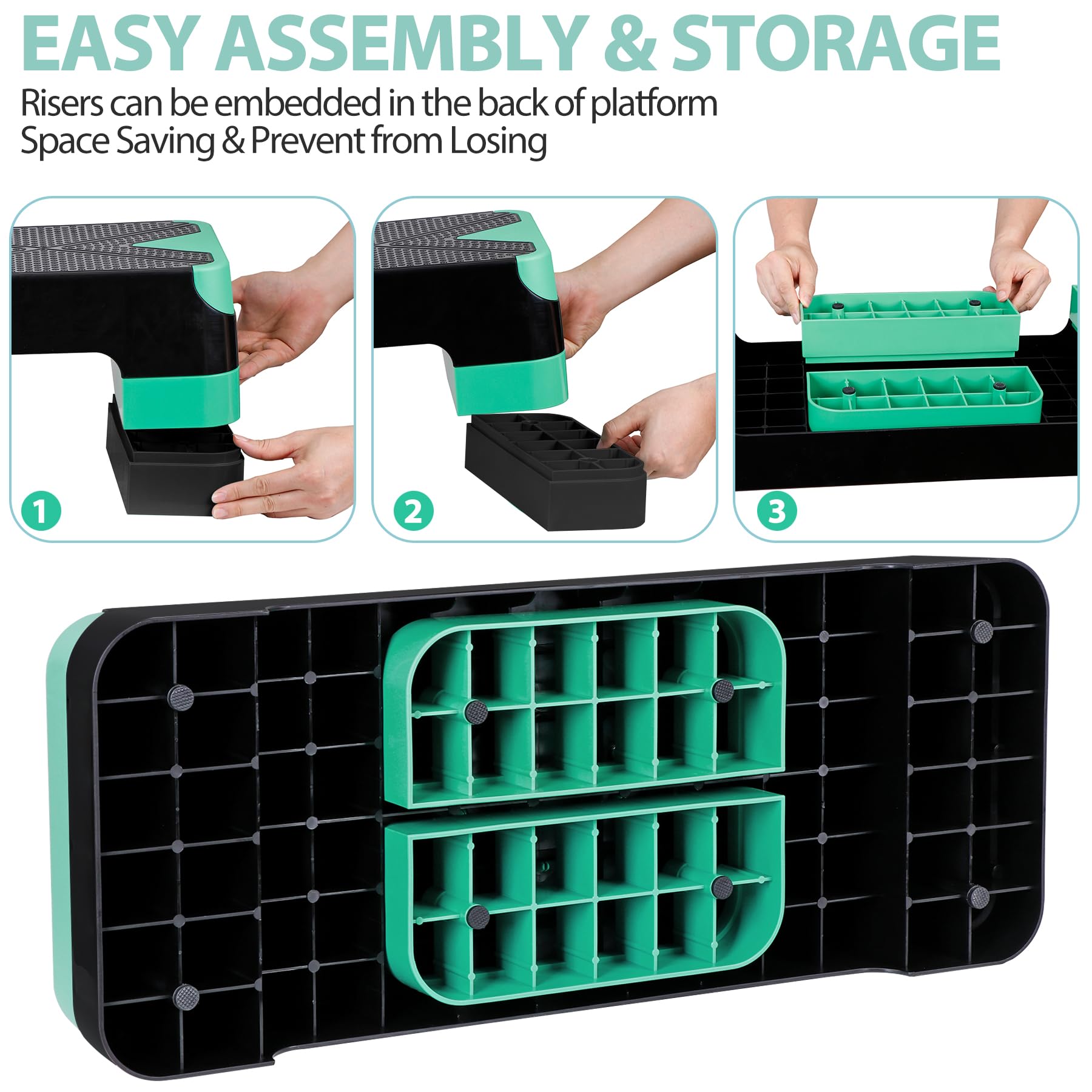 Plataforma de ejercicios aeróbicos de 26.5 pulgadas para gimnasio en casa, plataforma de entrenamiento, altura ajustable, elevadores de altura de 4 pulgadas, 6 pulgadas, 8 pulgadas, para