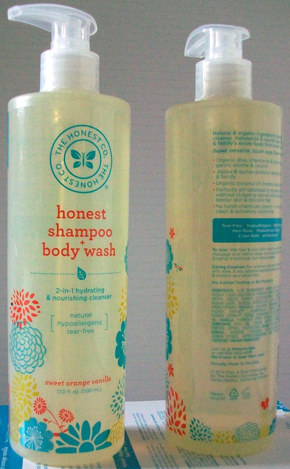 Careland (2 x 17oz The Honest Co. Shampoo & Body Wash Sweet Orange Vanilla Tear-Free