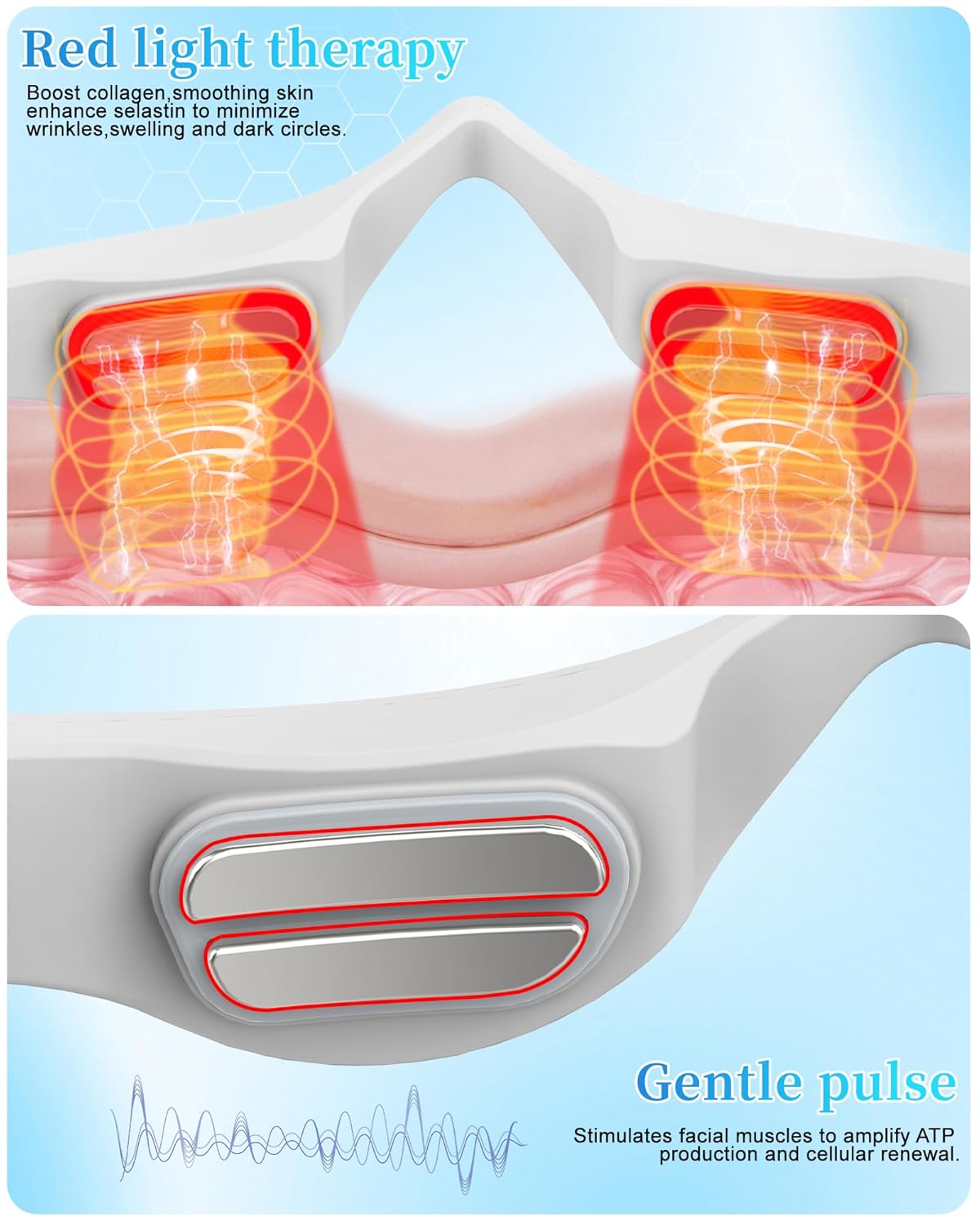 Under Eye Red Light Therapy,3 Modes Red Light Therapy Device Microcurrent Eye Massager,Red Light Glasses For Eye Bags Dark Circles Puffiness Wrinkles Fine Lines, Relieving Eye Fatigue