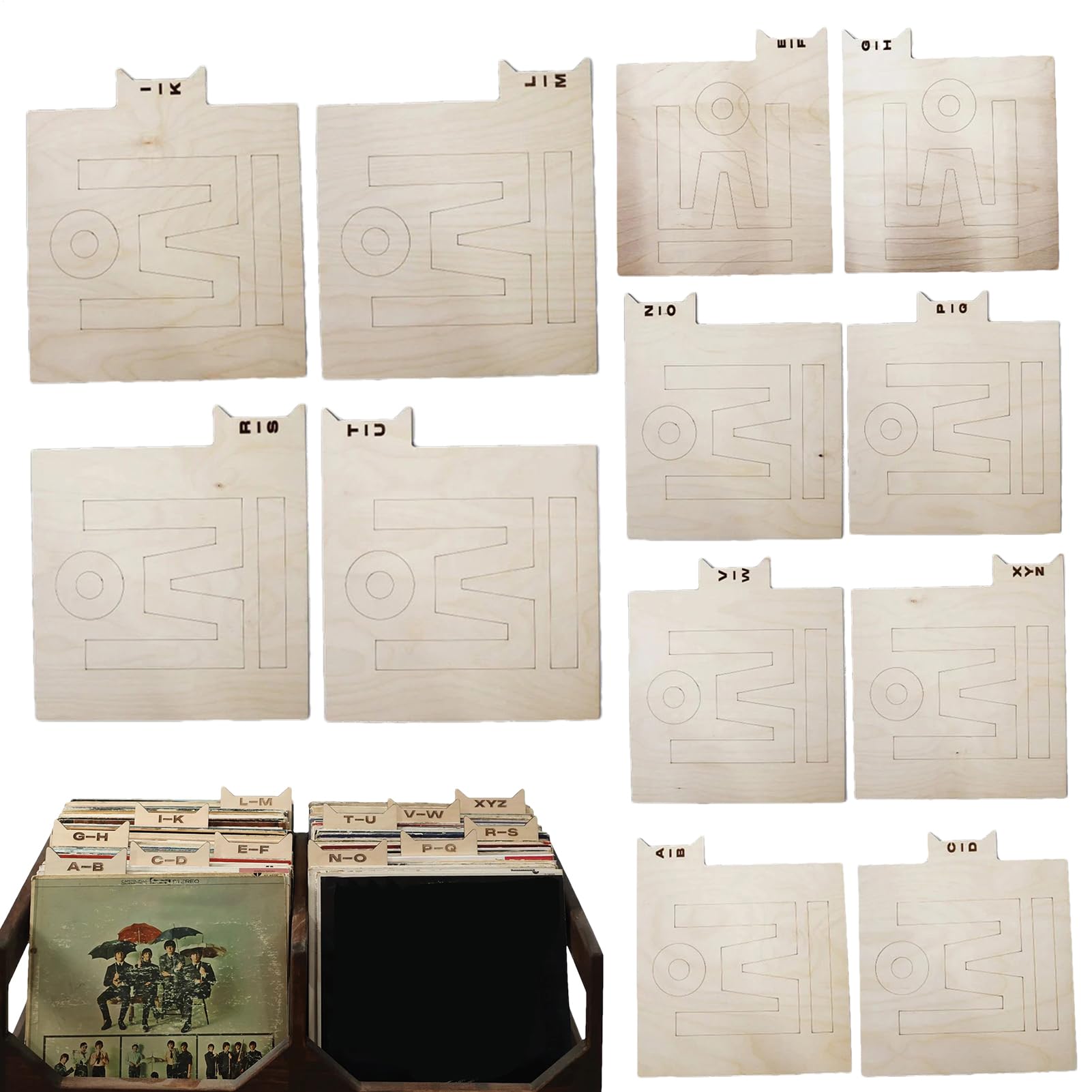 Salva divisori - Tabs di , organizzatore in vinile | Separatore di dischi | in legno, selezionatore di file verticale orizzontale per il di archiviazione 'armadio della libreria Med