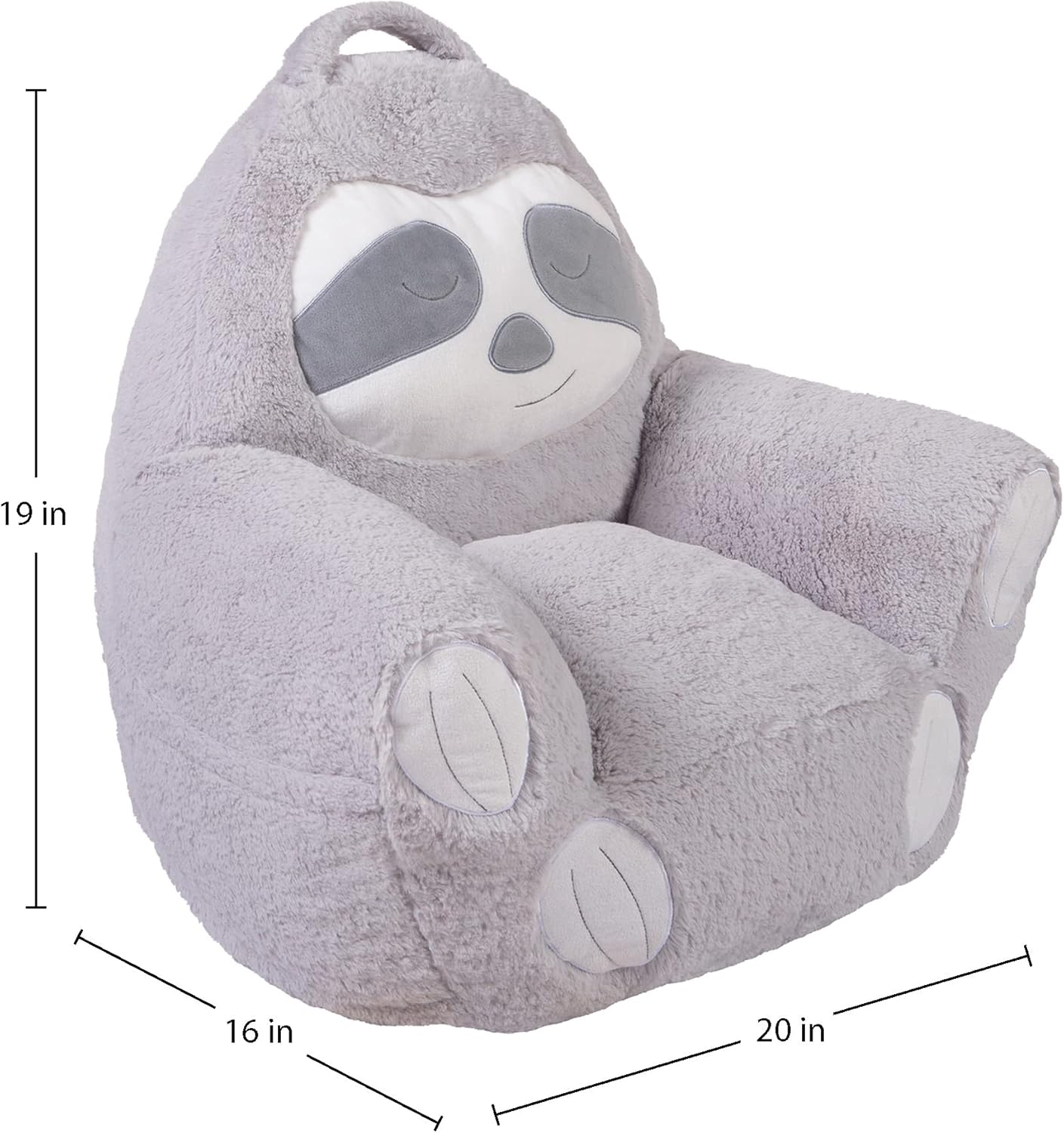 Sloth Toddler Plush Character Kids Chair Comfy Pillow Chair for Boys and Girls, 19 in x 20 in x 16 in - Image 3