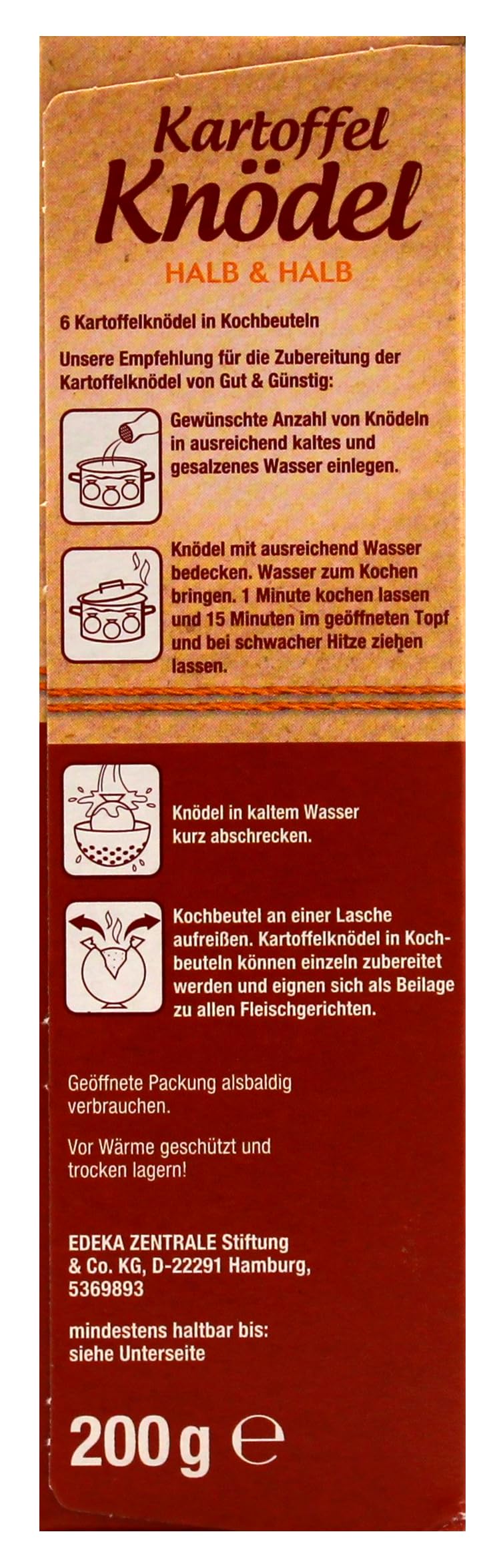 Gut & Günstig Kartoffel-Knödel halb & halb, 16er Pack (16 x 200g)