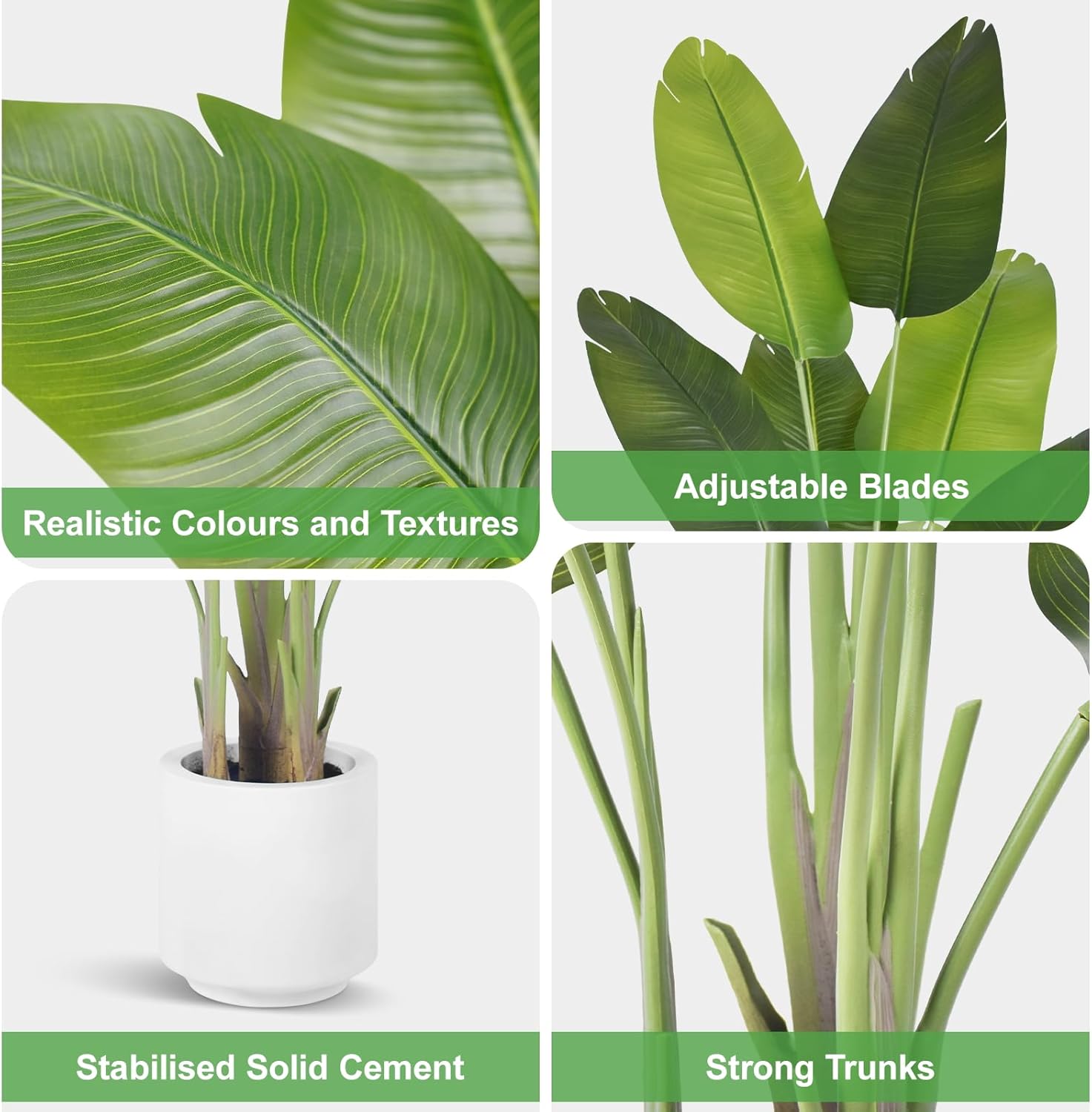 Artificial Bird of Paradise Plant 6Ft Tall Fake Tropical Palm Tree Large Fake Plants with 13 Silk Banana Leaves Faux Plant Indoor Decor Trees with White Pot for Home Bedroom Living Room Office - Image 6