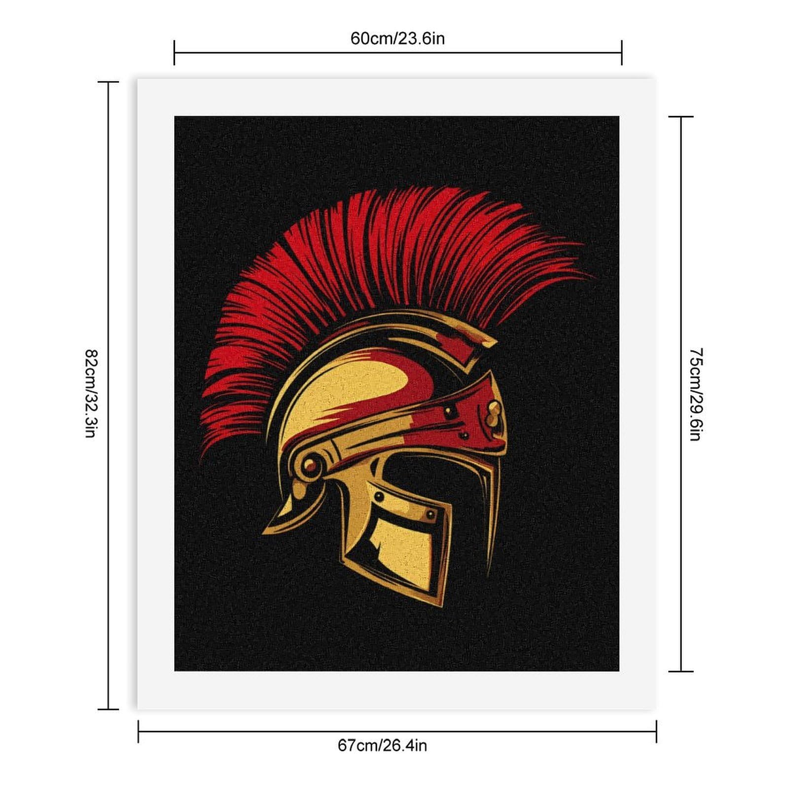 Lustiges Malen nach Zahlen für Erwachsene, Motiv: Spartaner-Helm, vertikal, Baumwolle, digitales Ölgemälde, Heimdekoration, Geschenk, 75 x 60 cm