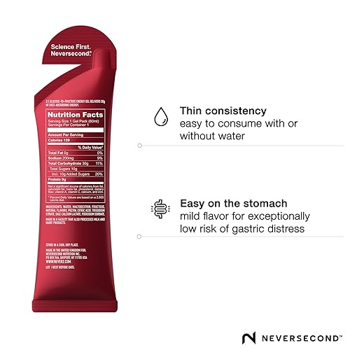 Miniatura 4 de Neversecond Gel energético C30, nutrición e hidratación de rendimiento, gel energético Never2 para ultra triatlones, ciclismo y maratones (sabor a