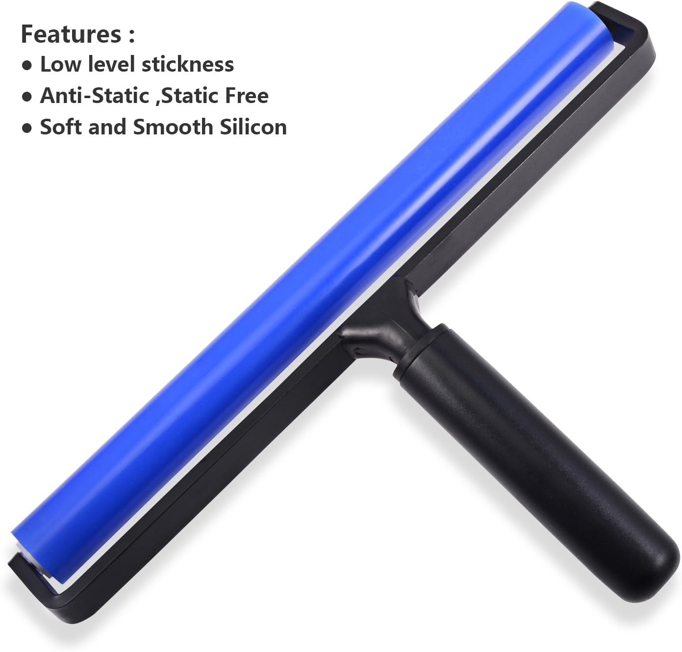 EHDIS Glue Silicone Rubber Pasting Tacky Soft Roller Vinyl Record Cleaner Squeegee Wheel Anti-Static Sticky Dust Collection for Film Application Craft Project Industry Ink Tools 12-inch