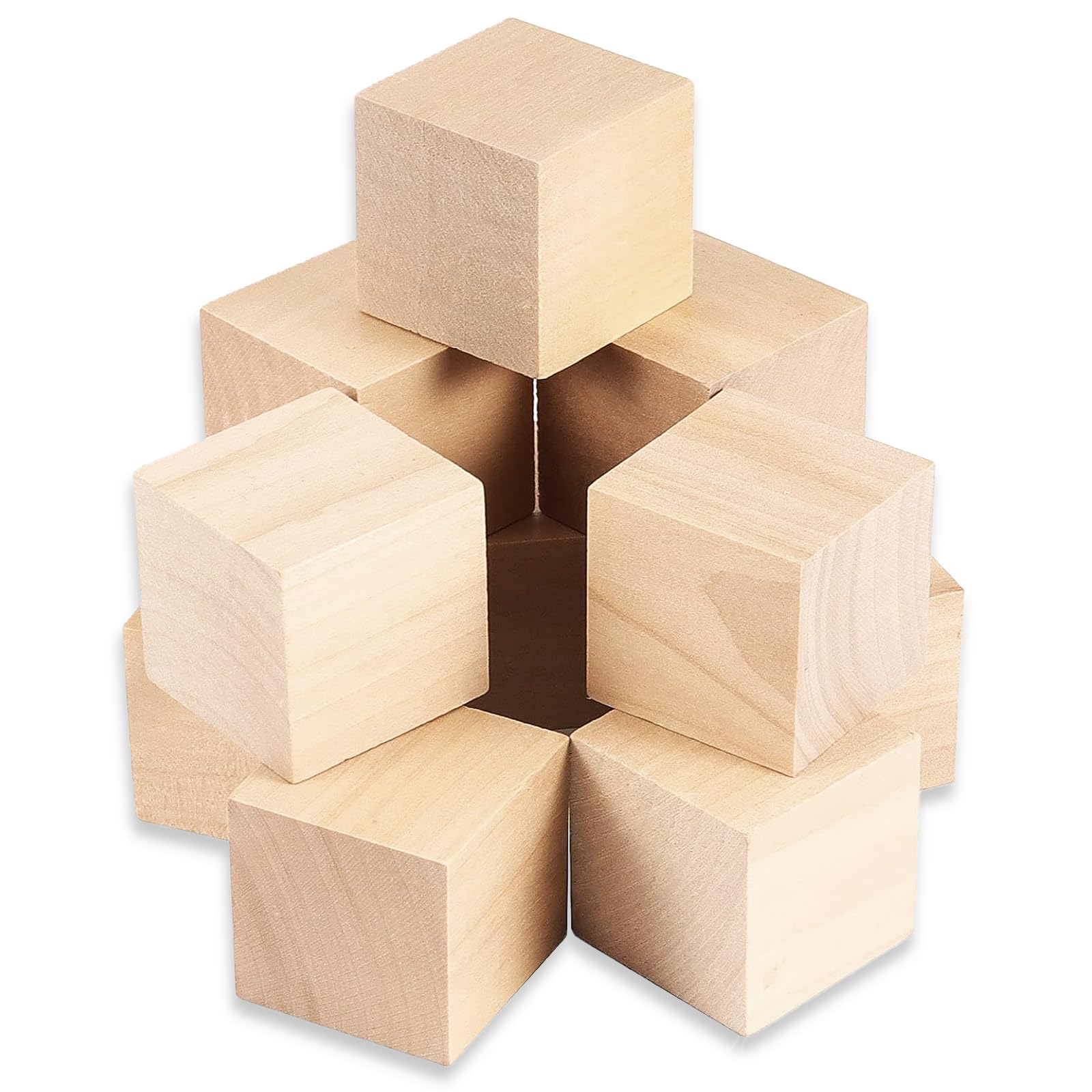 12 Cubes En Bois Naturel 5x5 Cm - Pin, Non Traité, Pour Bricolage, Déco, Peinture Et Artisanat