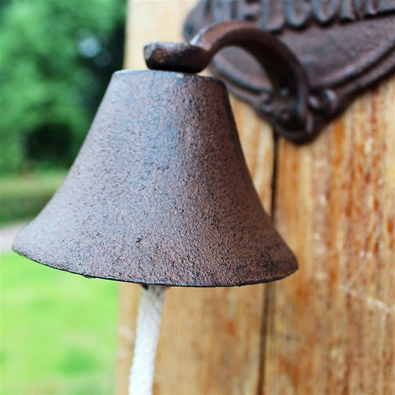 Żeliwny dzwonek do drzwi wejściowych, vintage antyczny styl rustykalna metalowa dekoracja ścienna na zewnątrz, dekoracja ogrodowa, 16 cm wys
