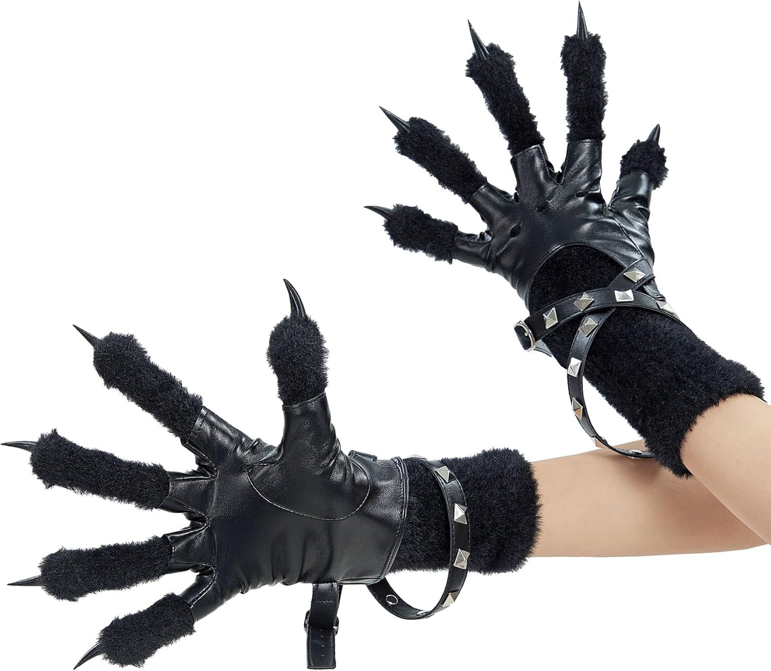 Micotaku Plush Claws Straps Leather Paws Gloves Halloween Party Costume Accessories