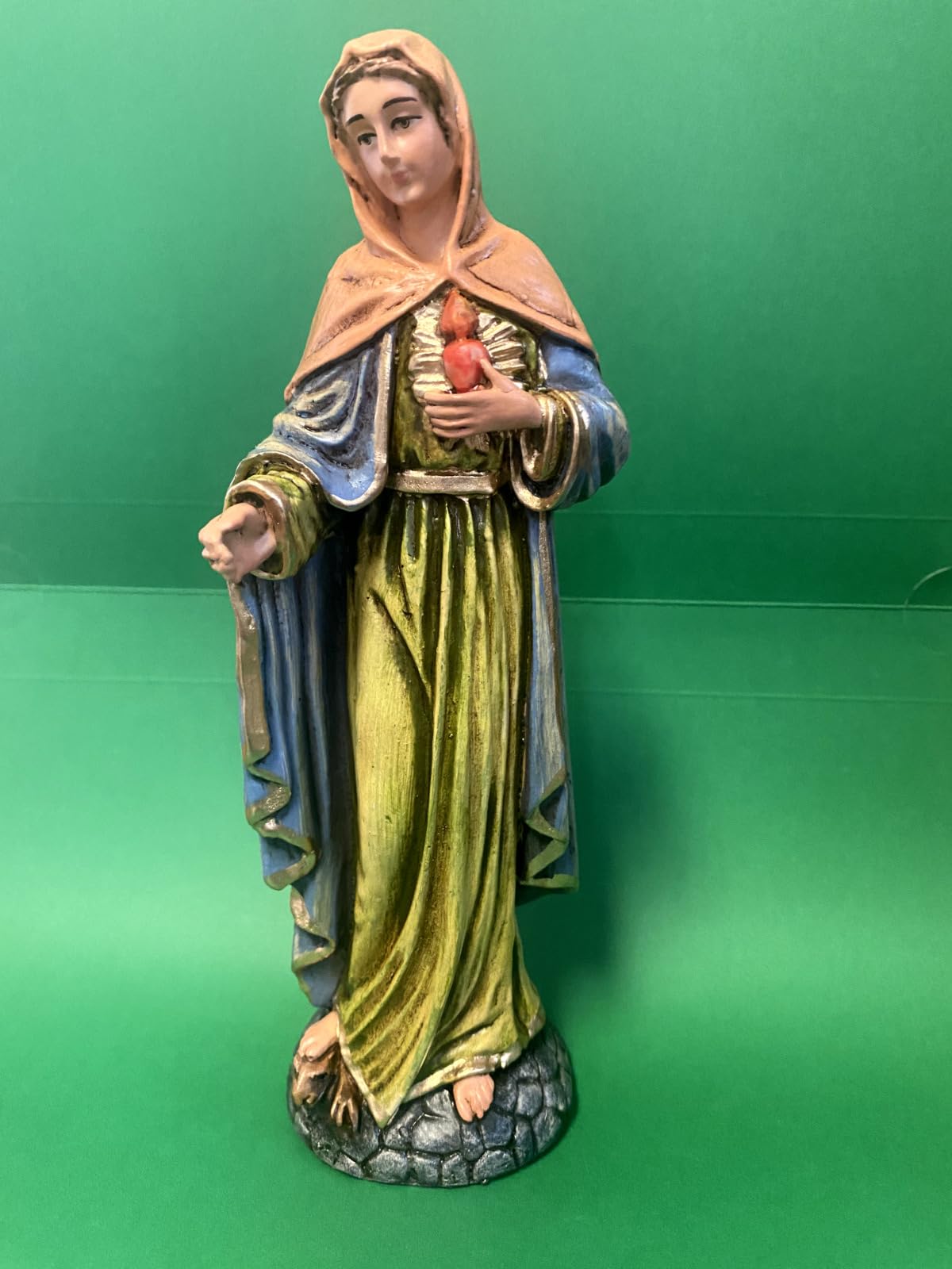 GenericFlame of Love 8"" Hand Painted Statue, New from Colombia #L027, Green