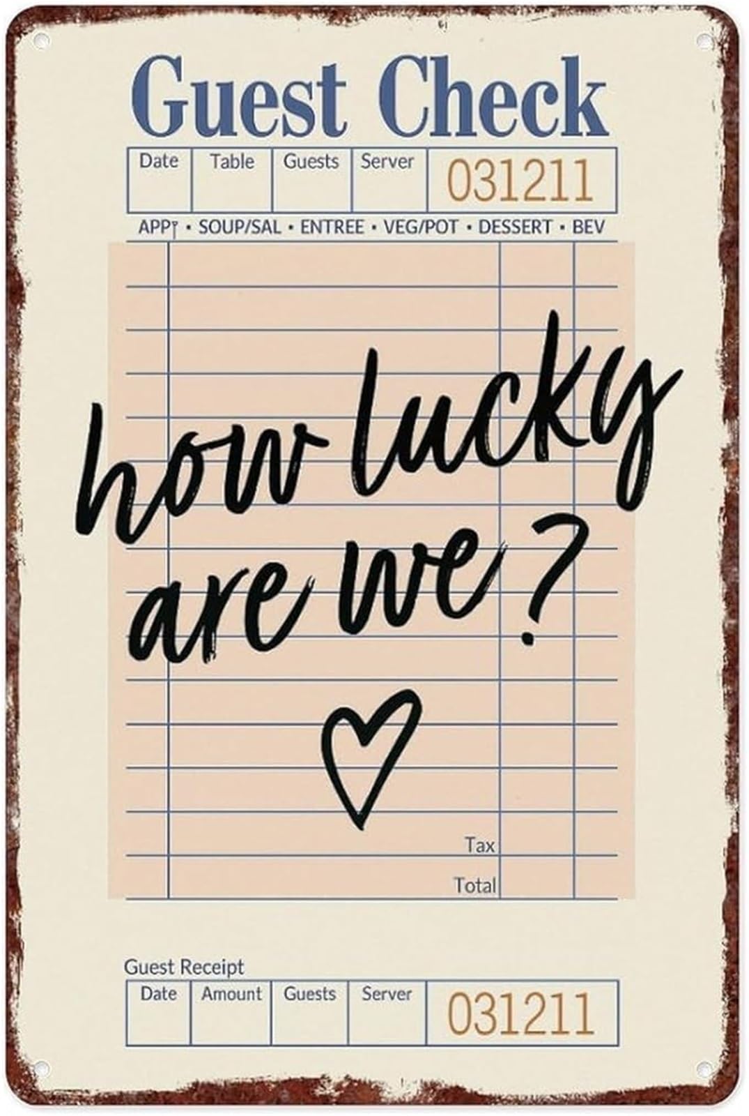 FNYUVNFAF How Lucky Are We Aluminum Metal Sign Vintage Rustic Wall-Art Grateful Quote for Home Cafe Living Room 8 X 12 in