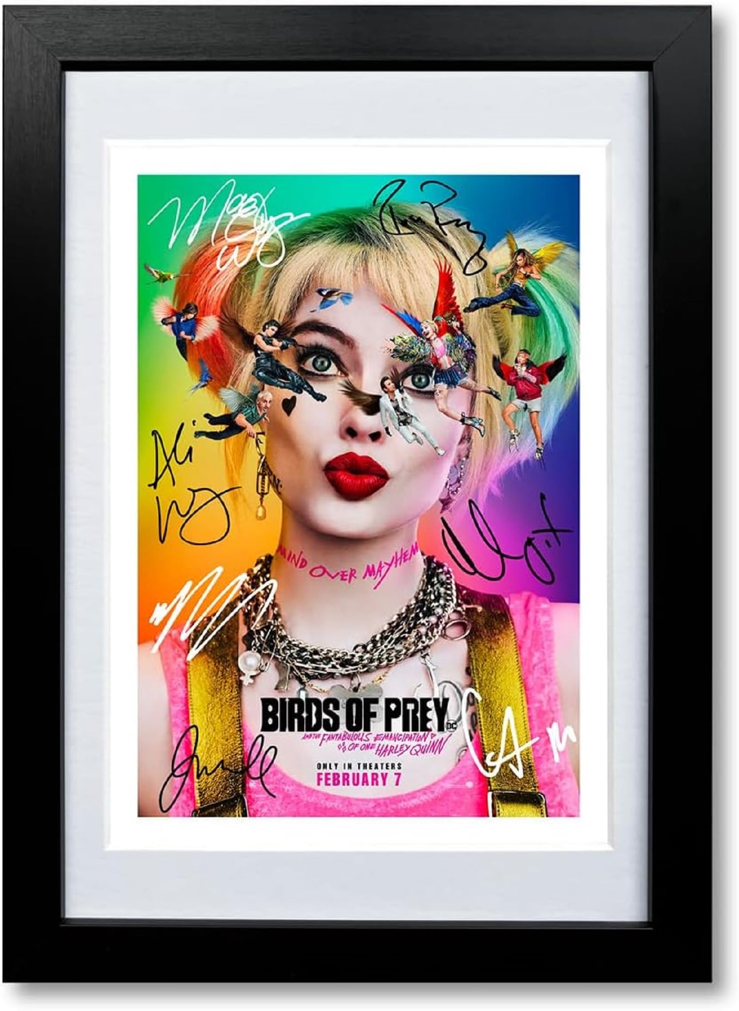 Mounted Gifts Birds Of Prey Cast Signed A4 Poster Photo Print Framed Autograph Gift 2020 Movie Film Margot Robbie Harley Quinn (POSTER ONLY)