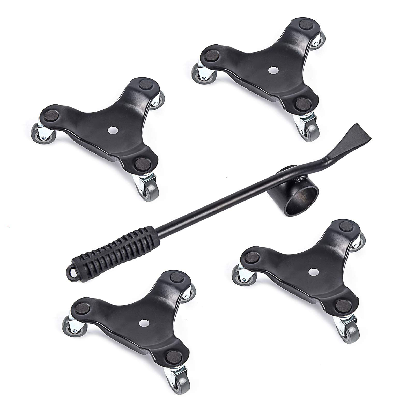 Sollevatore per mobili pesanti e 4 pezzi kit di guide per mobili, 25,5 cm, capacità di carico 199,6 kg ogni confezione, rullo per elettrodomestici in gomma, adatto per pavimenti in legno, divani,