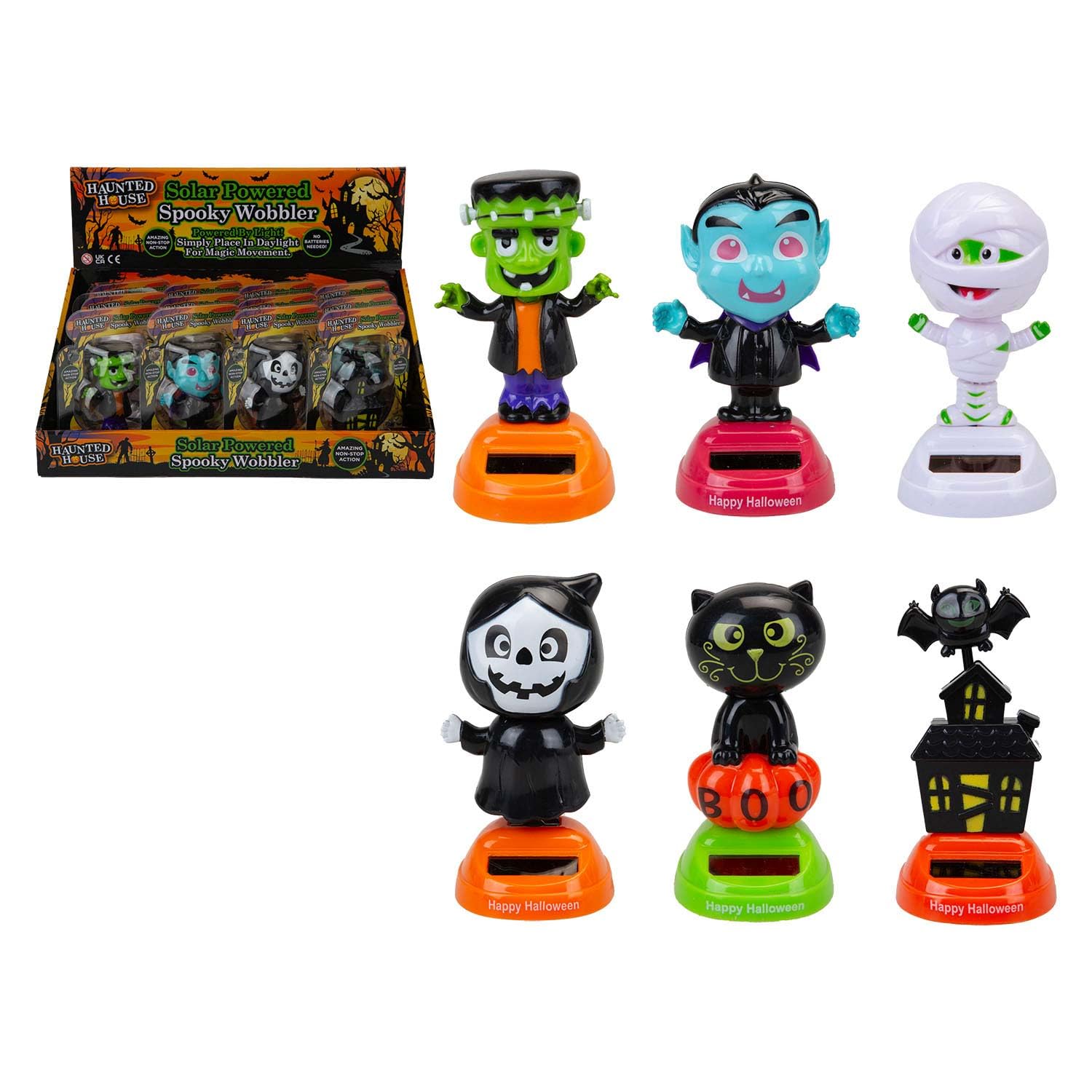 VFM e-Store - Halloween Solar Wobbler Decoration 1 Piece Mystery Bag Trick Or Treat Spooky Halloween Parties, Creepy, Fright, Costume, Fancy Dess Accessories and Props - Multicolour