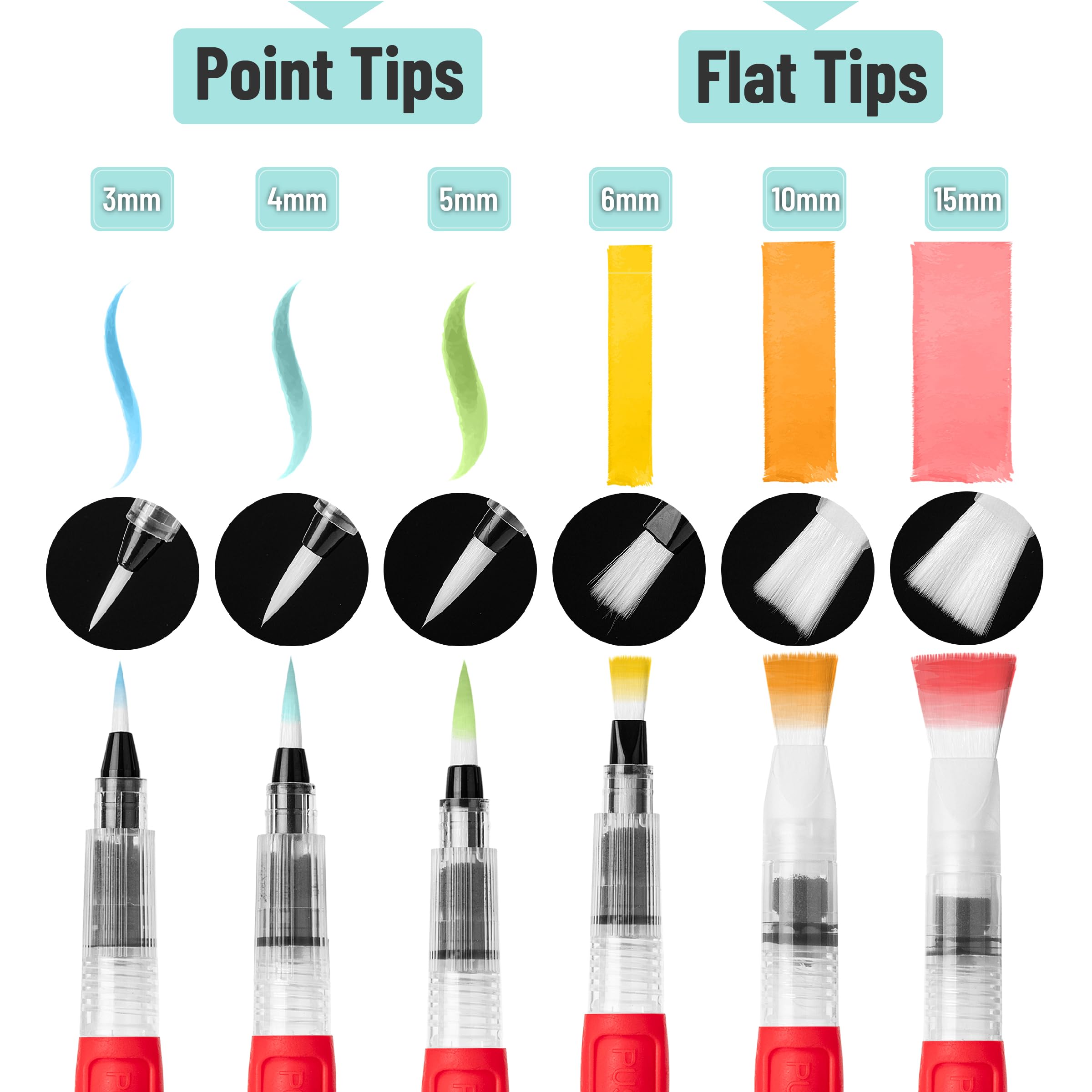 Mr. Pen- Watercolor Brush Pens, 6 Pack, Watercolor Brushes Set, Watercolor Pens for Adults Water Brush Pen, Water Color Pens - Image 3