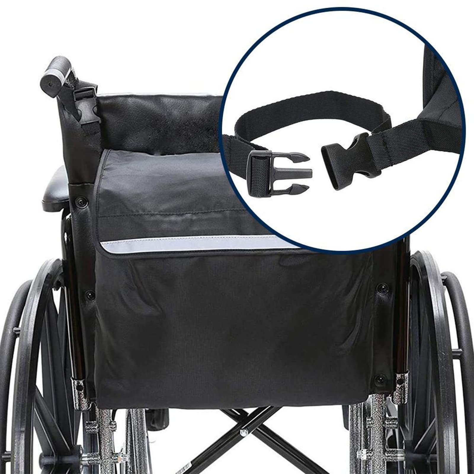Rollstuhl-Rückentasche mit reflektierenden Streifen – wasserdichte Oxford-Rollstuhl-Aufbewahrungstasche für Zuhause/im Freien/Babywagen