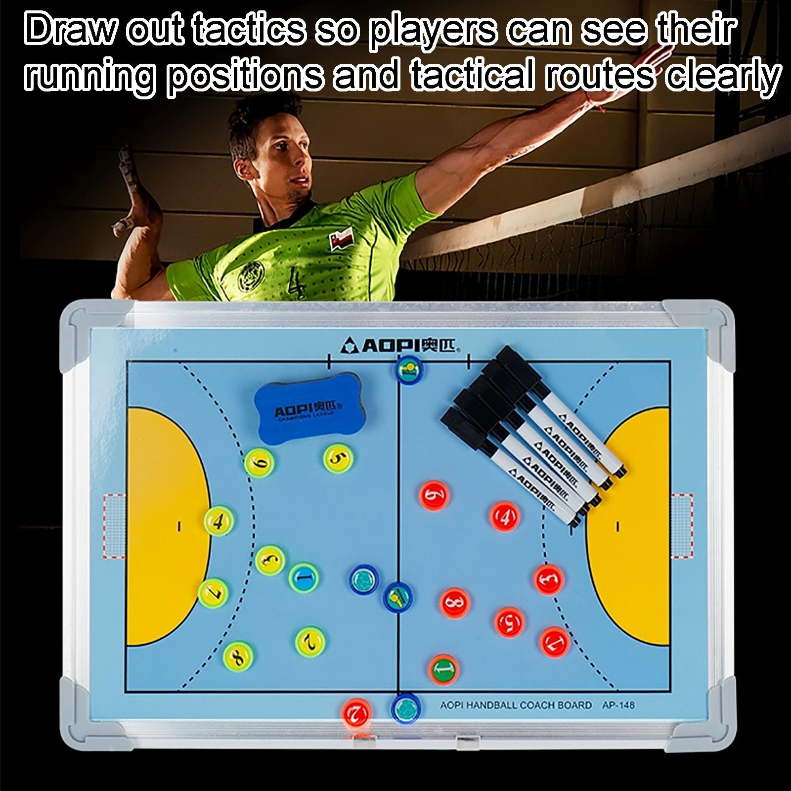 Tableau D'entraînement Tactique Magnétique Double Face avec Pierres D'aspiration Magnétiques, Facile À Utiliser