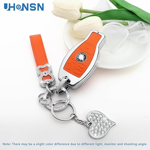 Miniatura 3 de UHONSN Funda para llavero de Mercedes Benz con llavero brillante de piel suave, funda protectora para AMG C E M S CLS CLA GLK GLA GLC GLE AMG Clase