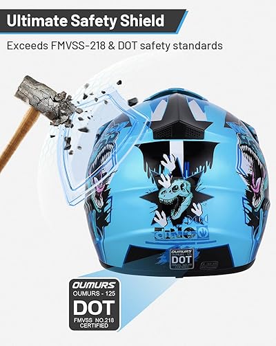 Miniatura 4 de DOT - Casco de motocross juvenil con gafas y guantes para niños de 5 a 14 años, casco ATV para niños y niñas, motocross, BMX MX UTV, todoterreno,