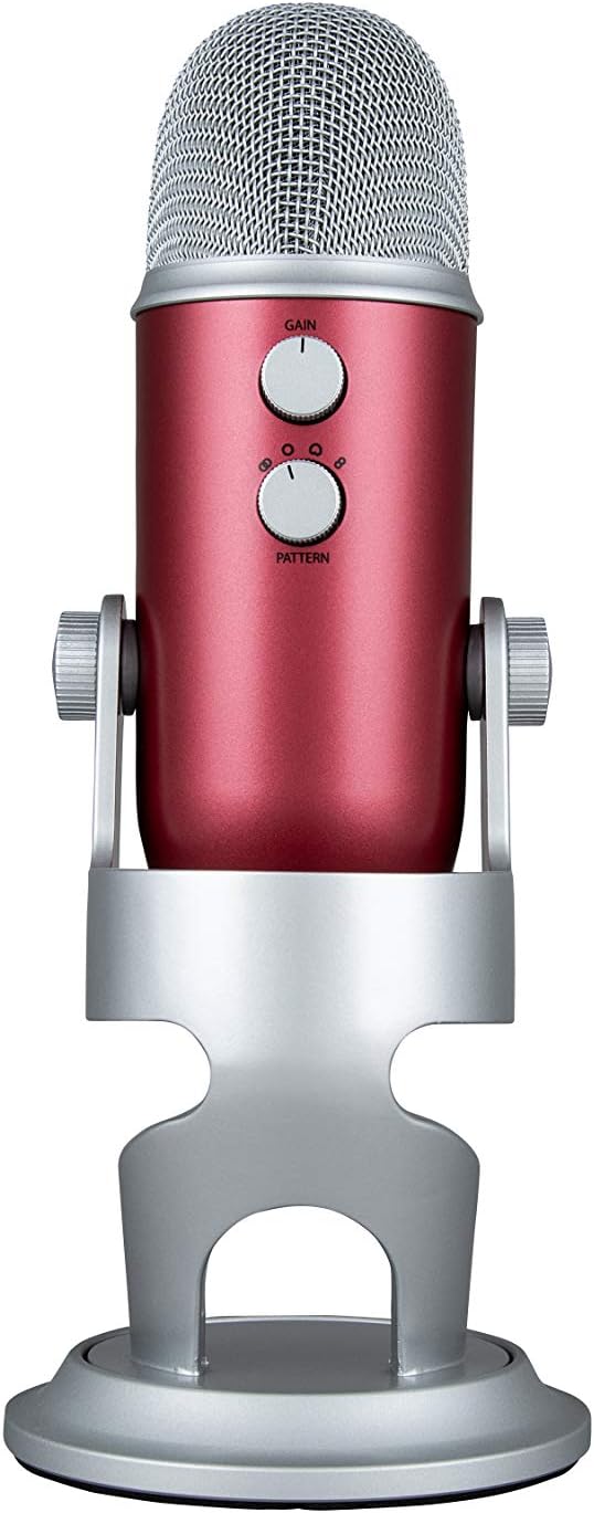 Blue Yeti USB Mic for Recording & Streaming On PC & Mac, 3 Condenser Capsules, 4 Pickup patterns, Headphone Output & Volume Control, Mic Gain Control, Adjustable Stand, Plug & Play - Steel Red