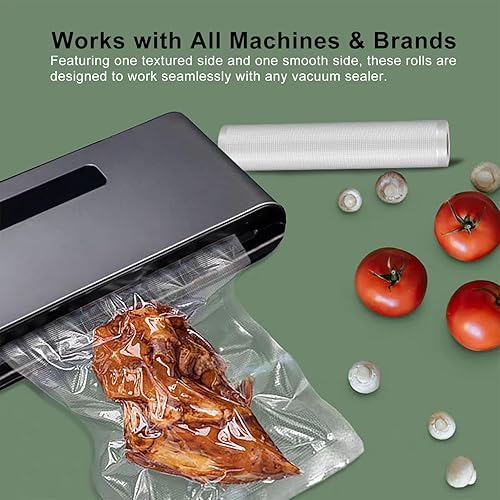 Miniatura 3 de Rollos de bolsas selladoras al vacío multicapa de precisión, 8 x 20 pies (3 rollos) y 11 x 20 pies (3 rollos), grado comercial sin BPA, conservación