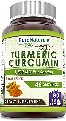 Miniatura 1 de Pure Naturals Curcumina de cúrcuma con bioperina 2250 mg por porción suplemento  Cápsulas vegetales  Sin OMG  Sin gluten  Fabricado en Estados
