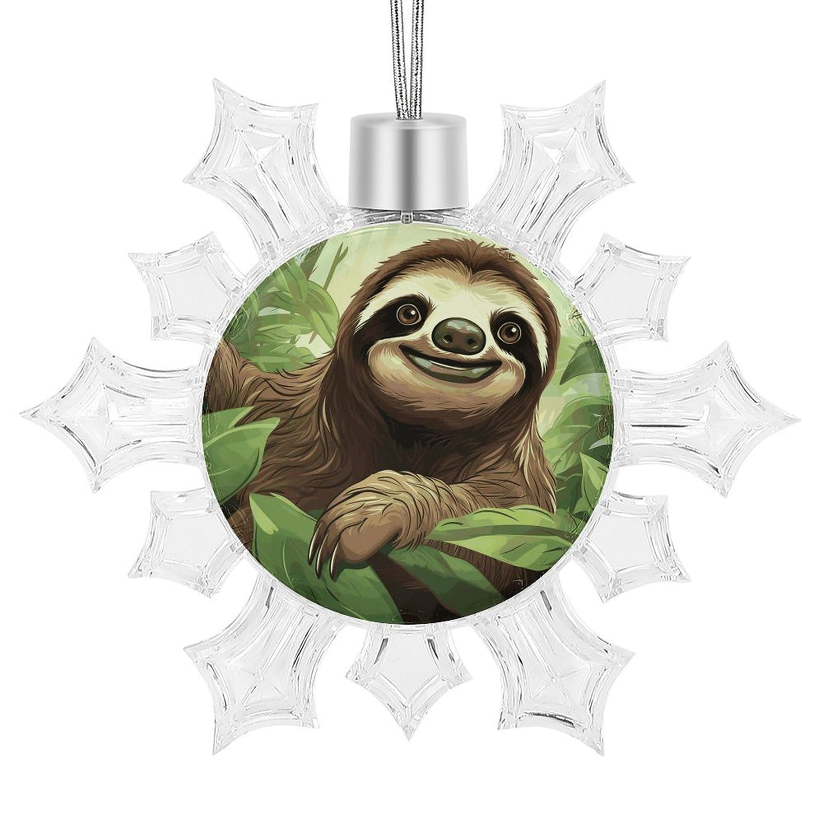 Sloths Background Snowflake Ornaments Cute Snowflake Pendant Exquisite Christmas Tree Ornaments for Christmas Weddings New Year Birthday Holiday Celebration