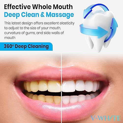 Miniatura 8 de Cabezal de repuesto en forma de V blanco para cepillo de dientes ultrasónico, 75% más rápido, limpieza profunda y masaje eficaz de toda la boca,