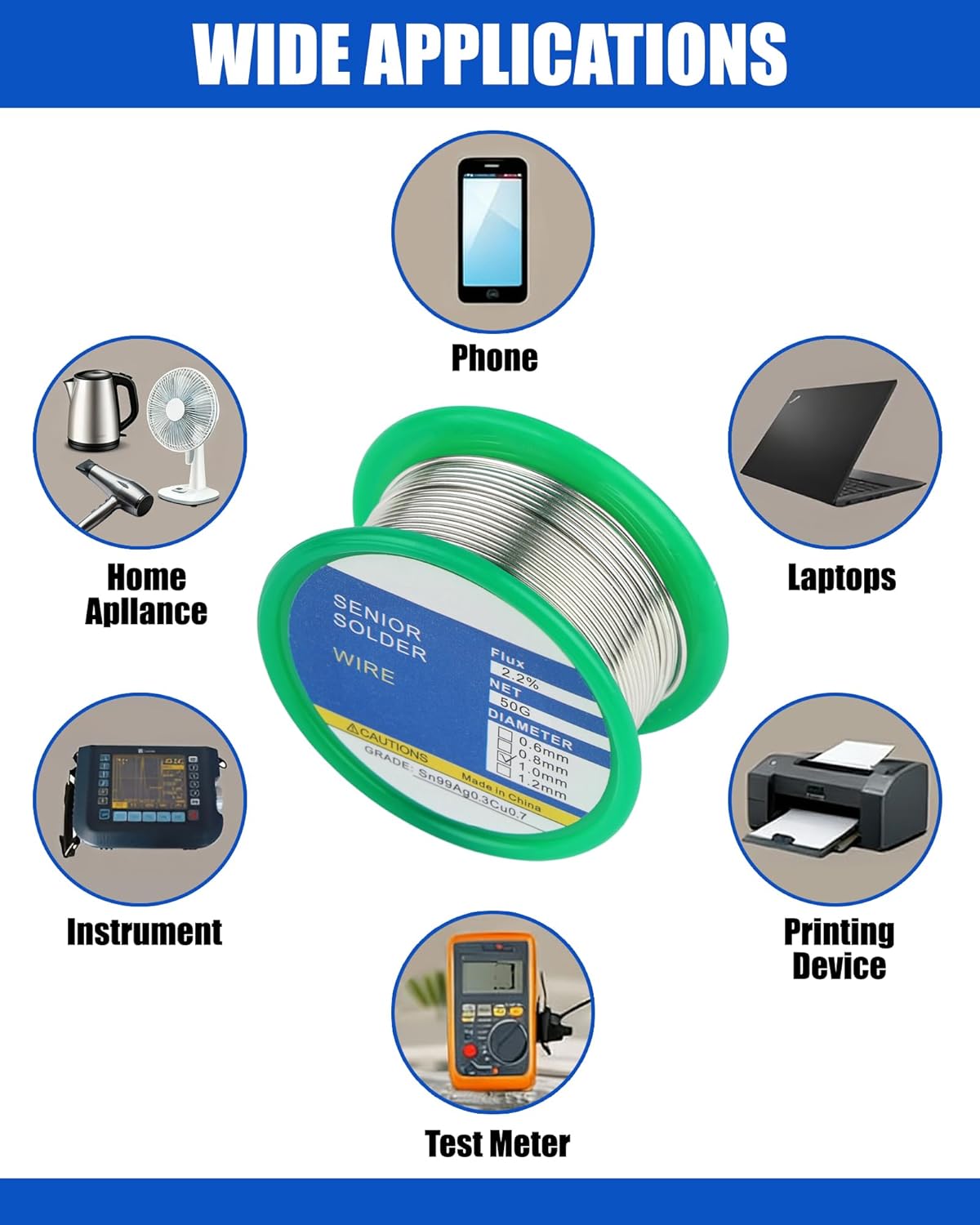Solder Wire Lead Free Rosin Core Flux, 1mm Electric Solder Fine Sn99 Ag0.3 Cu0.7, Fast Melting Easy for Electrical Soldering No Lead 50g No Clean Solder Wire (1mm 50g)