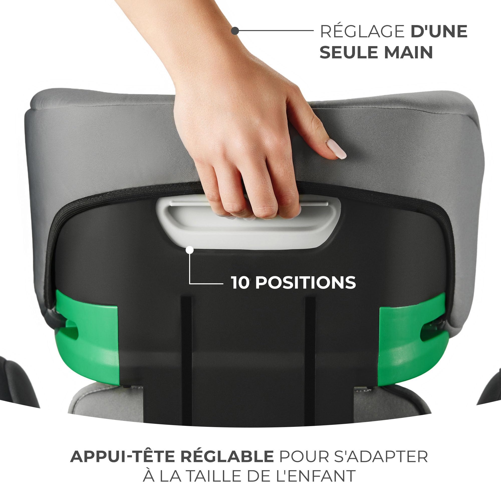 Kinderkraft I-SPARK i-Size Siège auto bébé Groupe 2/3 100-150 cm, de 3,5 à 12 ans, 15 à 36 kg, léger (4,85 kg), ceinture de sécurité à 3 points, Protection latérale, Noir