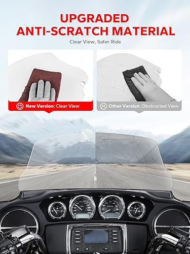 Miniatura 50 de Amazicha Parabrisas ondulado negro de 7 pulgadas compatible con Harley Davidson Touring Street Glide/Electra Glide/Ultra Limited/Tri Glide FLHT FLHX