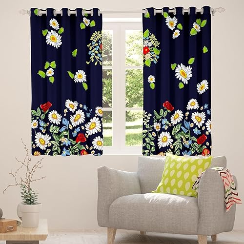 Miniatura 43 de Erosebridal Cortinas retro de los años 60 y 70 de 84 x 63 pulgadas, cortinas opacas rústicas de flores psicodélicas para hombre y mujer, diseño