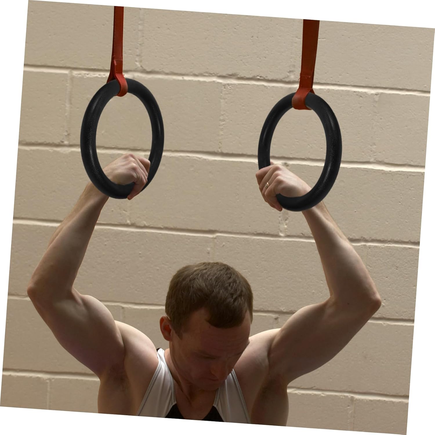 2Pcs Gymnastic Rings for Strength Training Fitness Rings for Bodyweight Workouts for Pull Ups Dips and Home Gym Exercises Black