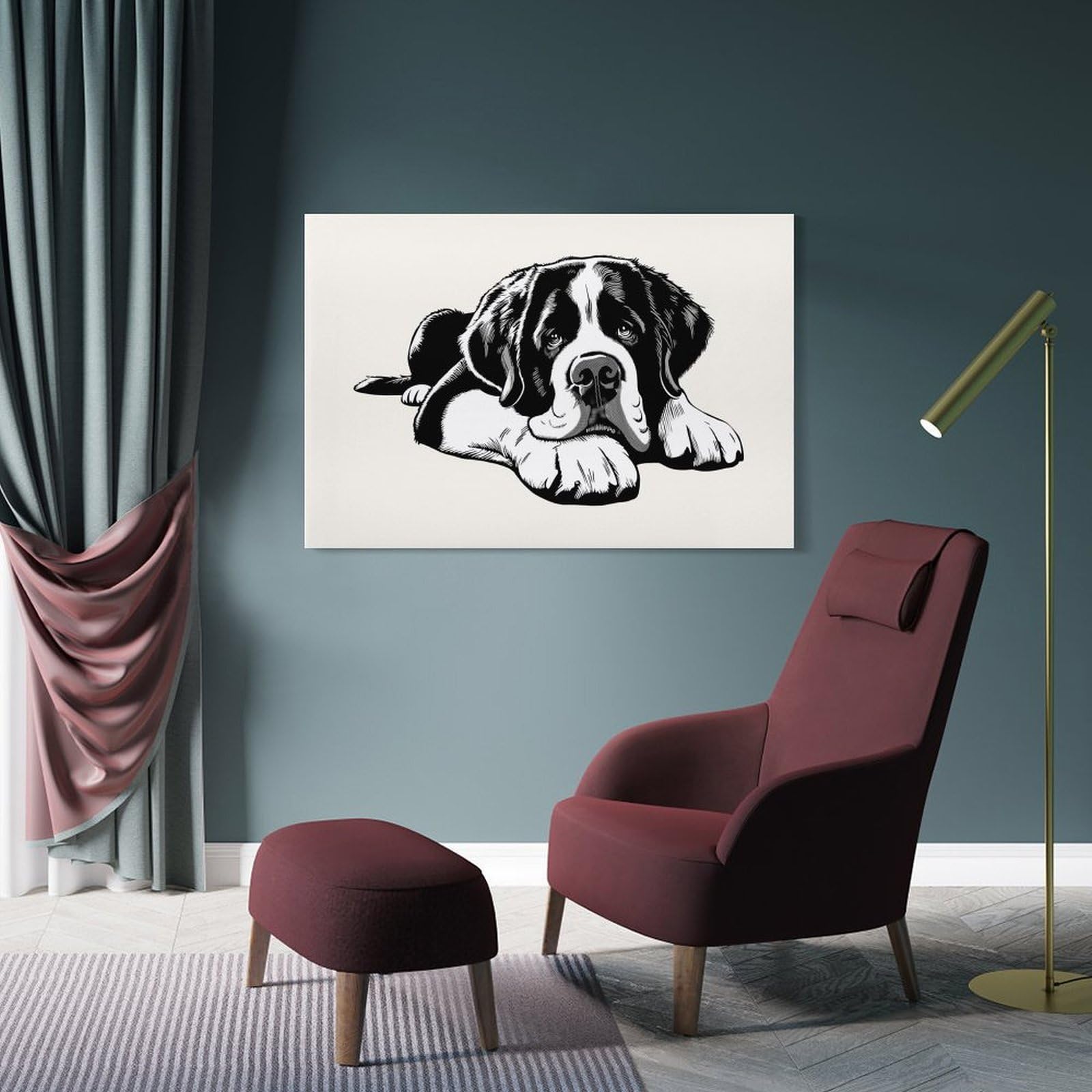 Junmoney Saint Bernard(2) Canvas Wall Art 20x30inch(50x75cm), for Wall Displays, Bedrooms Or Room Updates, Ideal for Building A Coordinated Art Wall
