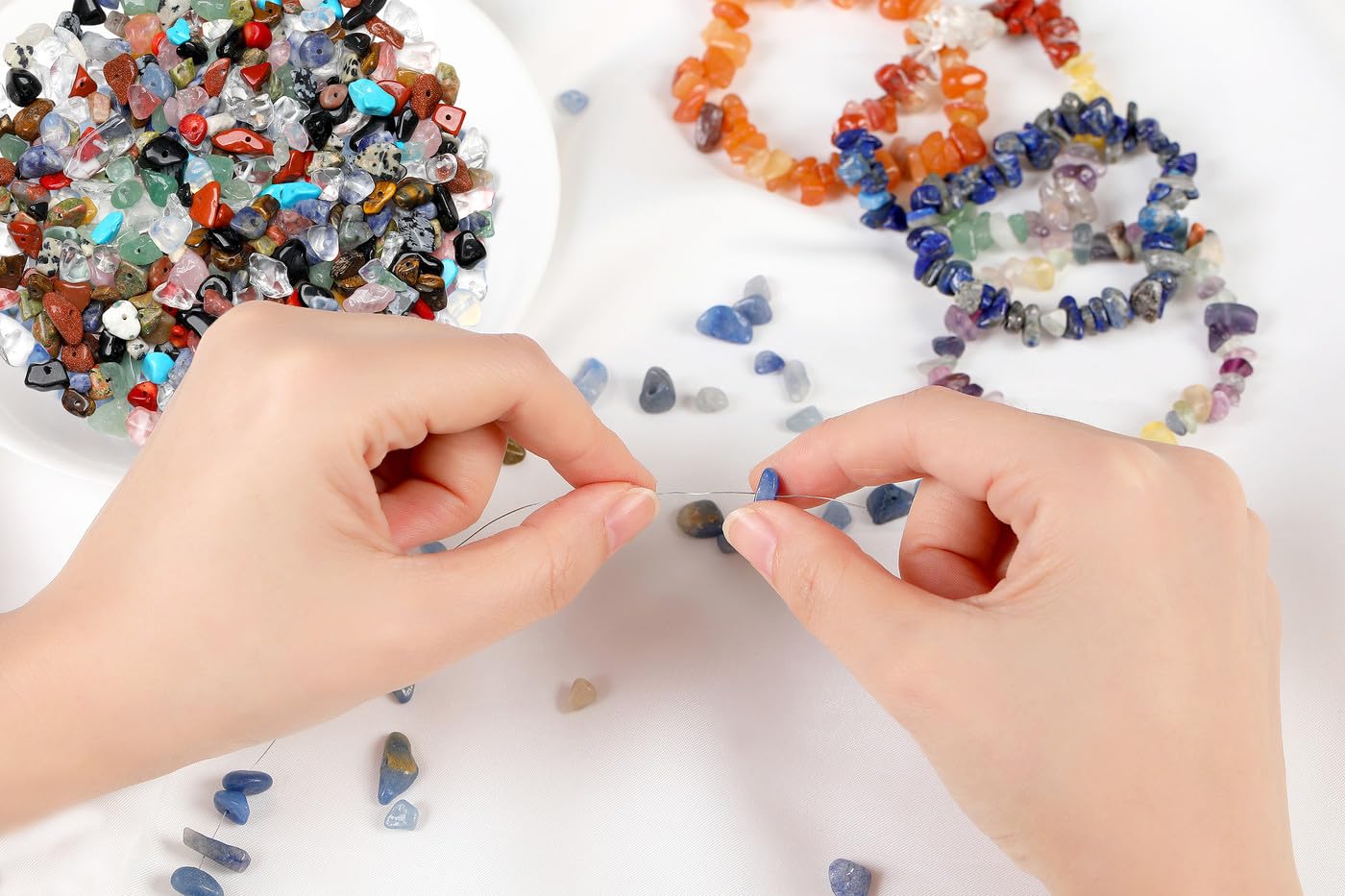 GUJOXILA 400pcs Crystal Beads for Bracelet Making Gemstone Beads for Jewellery Making Crafting Natural Irregular Chip for Necklace Earring Ring 5-8mm - Image 3