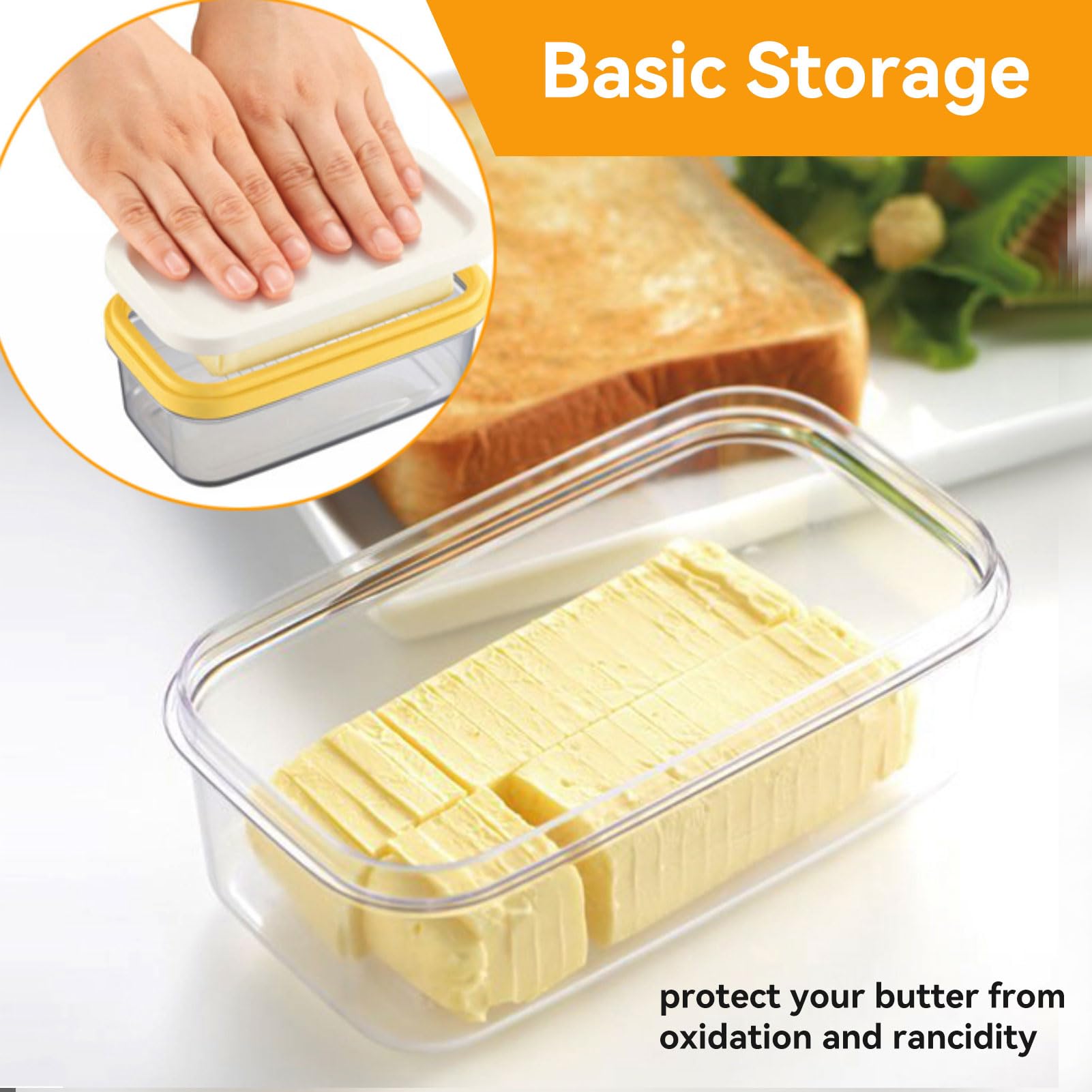 Butter Dish with Seal Cover and Cutter for Refrigerator Table Countertop, 6.7 X 3.9 X 2.8 in