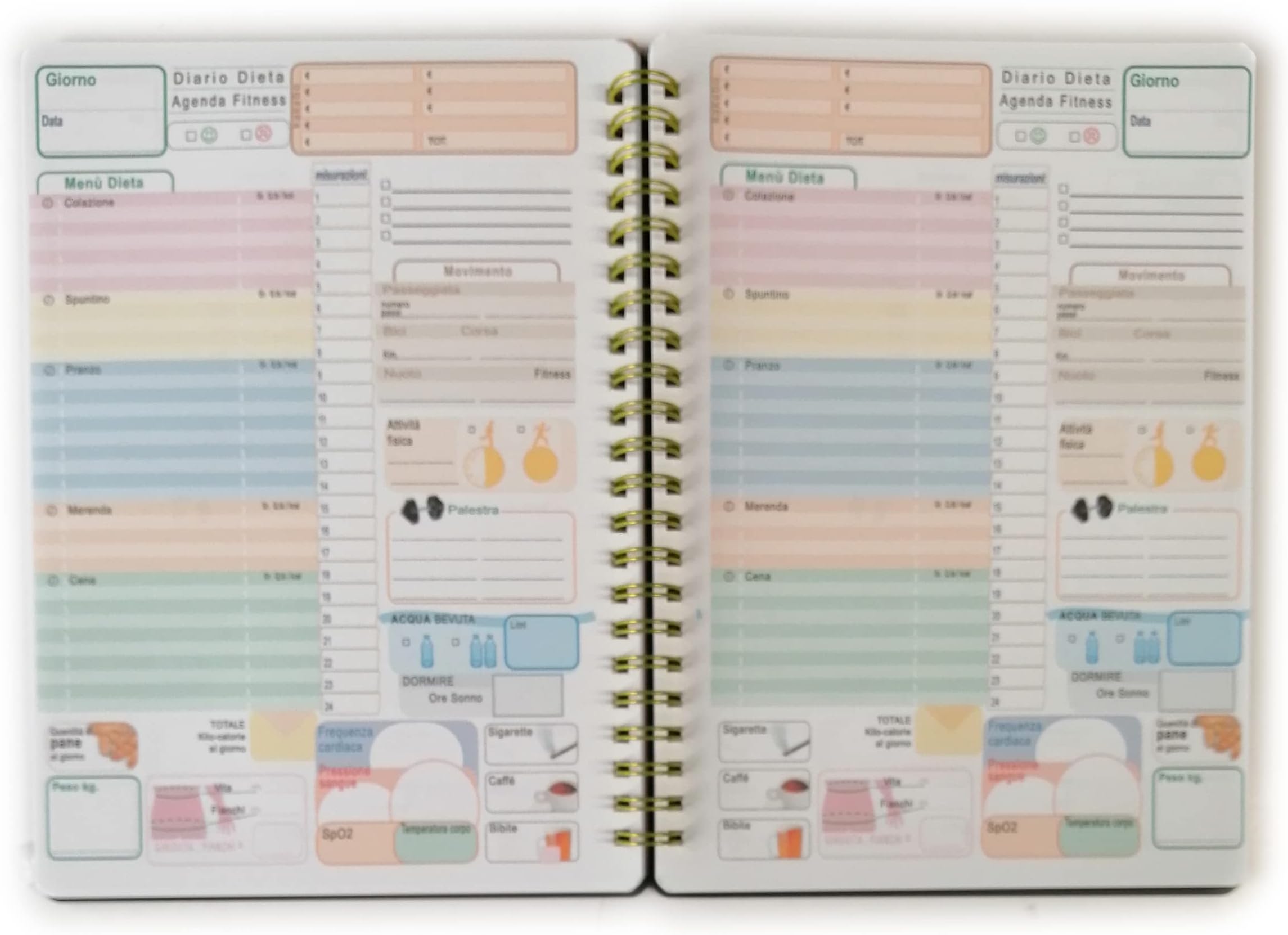 Diario Alimentare E Fitness - Agenda Perdita Peso Con Kakebo, Ricette E Grafico Peso, 15x21cm - Foto 10