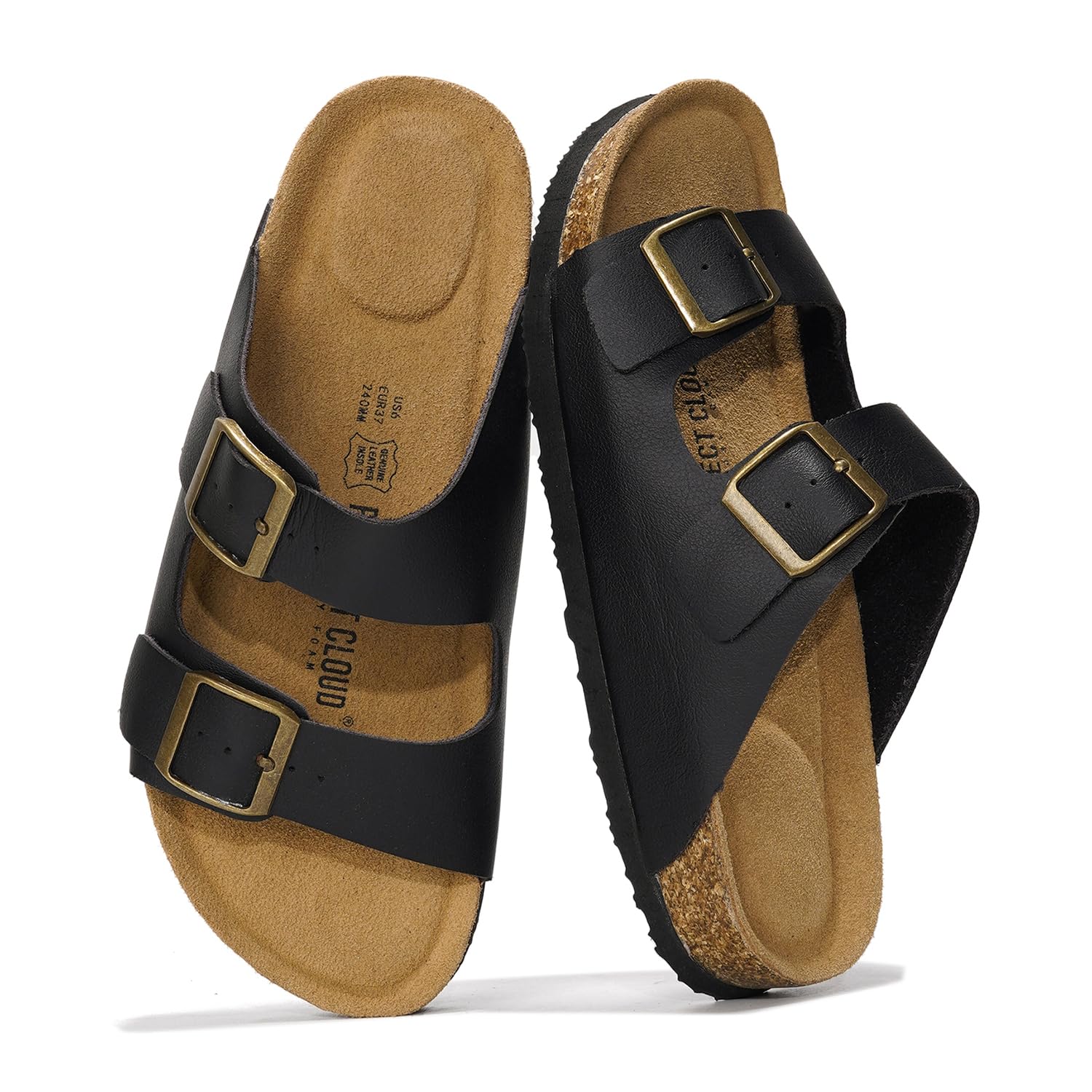 Project CloudGenuine Leather Flat Sandals Women 2025 Beach Essentials Womens Sandals Memory Foam Vacation Essentials Slides for Women Footwear (Venita)