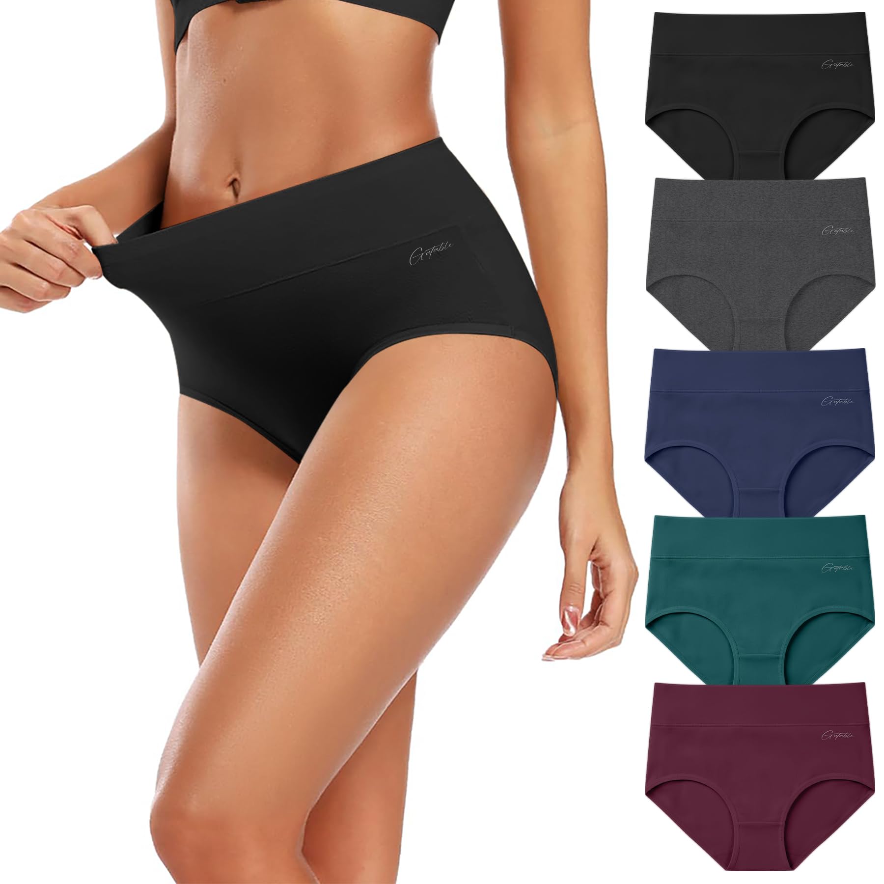 Gutable Unterhosen Damen 5er Pack–Hohe Taille Baumwolle Slips, Stretch & Atmungsaktive Panties, Weiche Unterwäsche für Frauen (Gr.S-3XL)