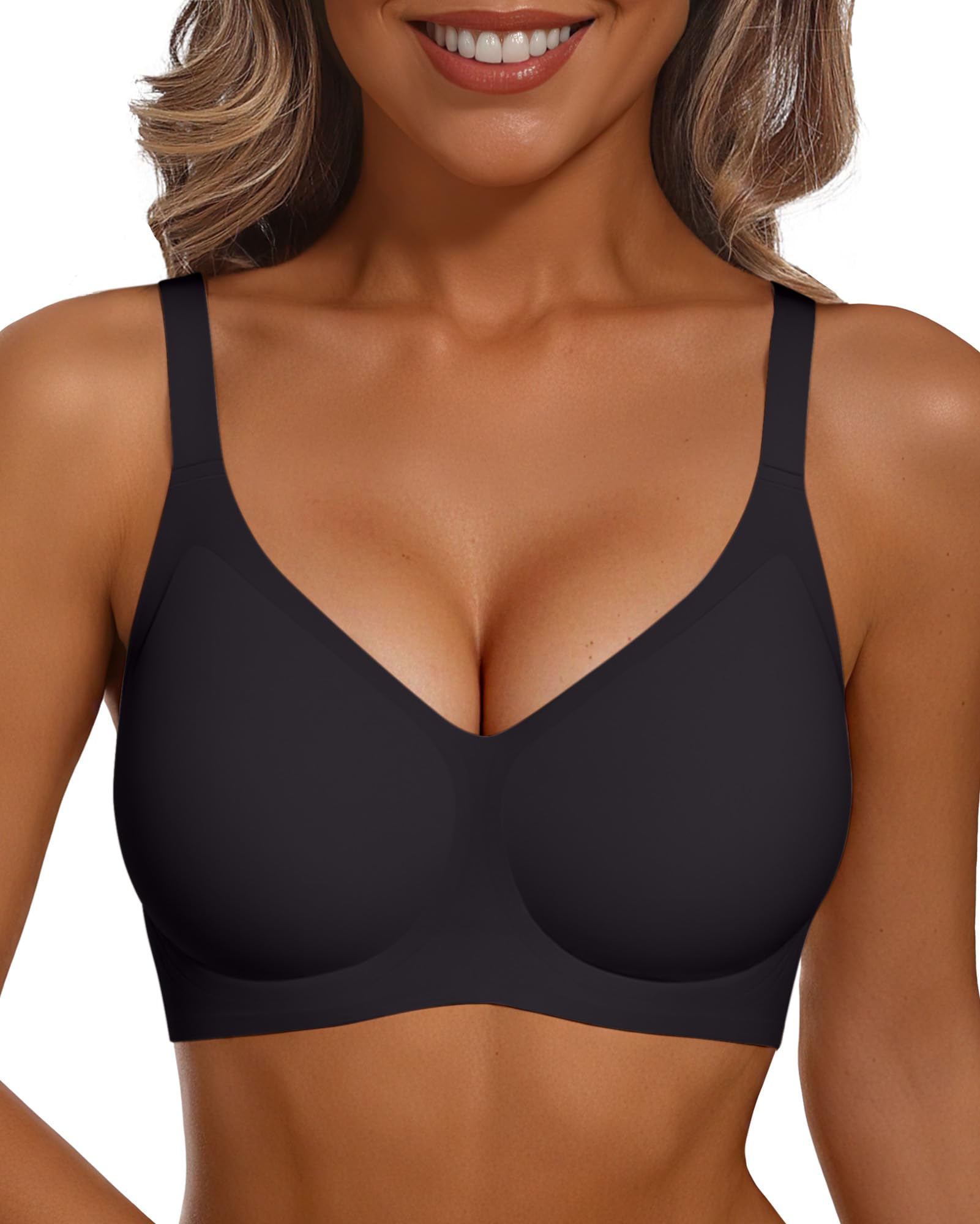 Vertvie Racerback Bras for Women Full Coverage Supportive Wireless Bras Push Up Seamless Bralettes Convertible T-Shirt Bra